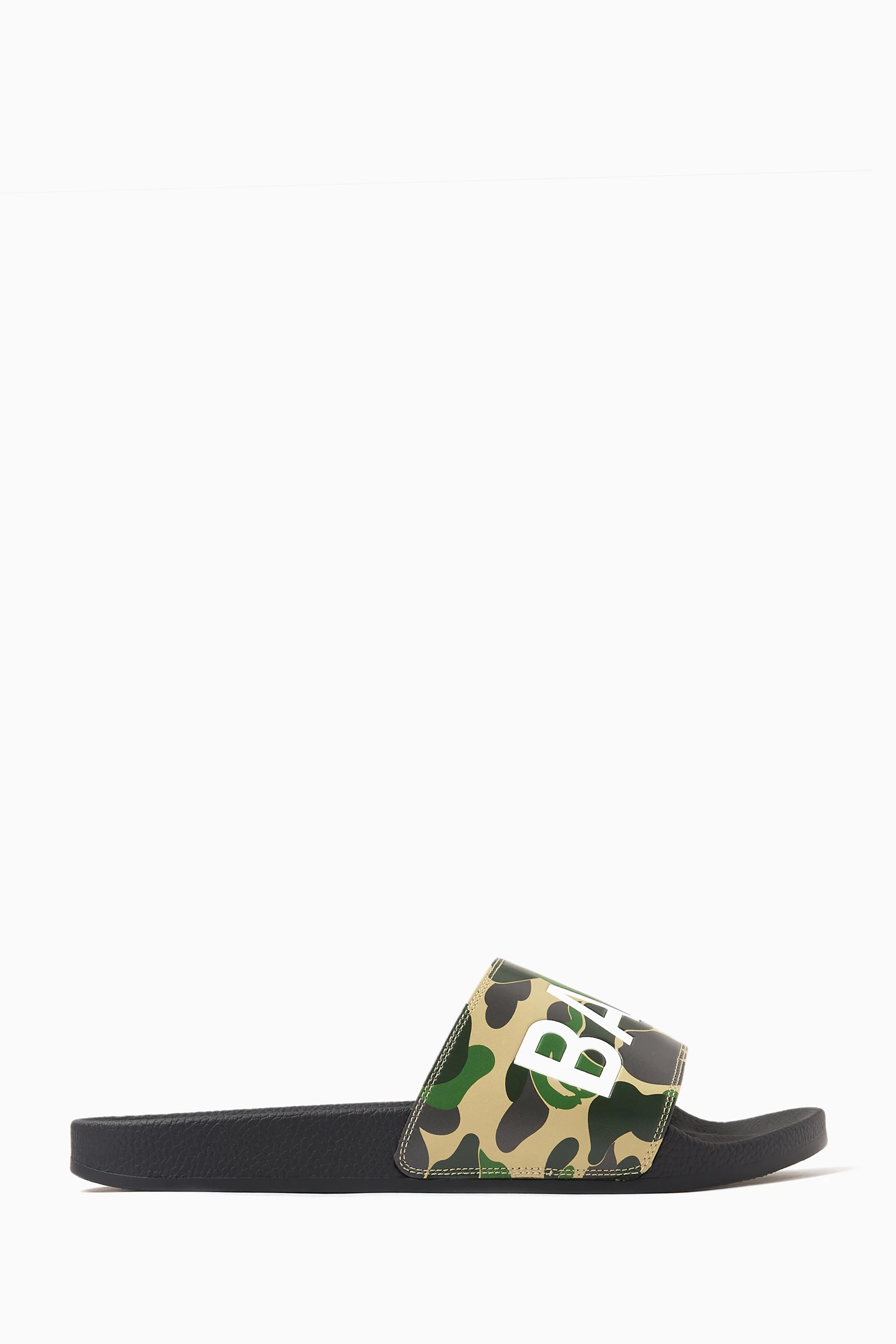 Buy A Bathing Ape Green ABC Camo Slide Sandals in Rubber for Men