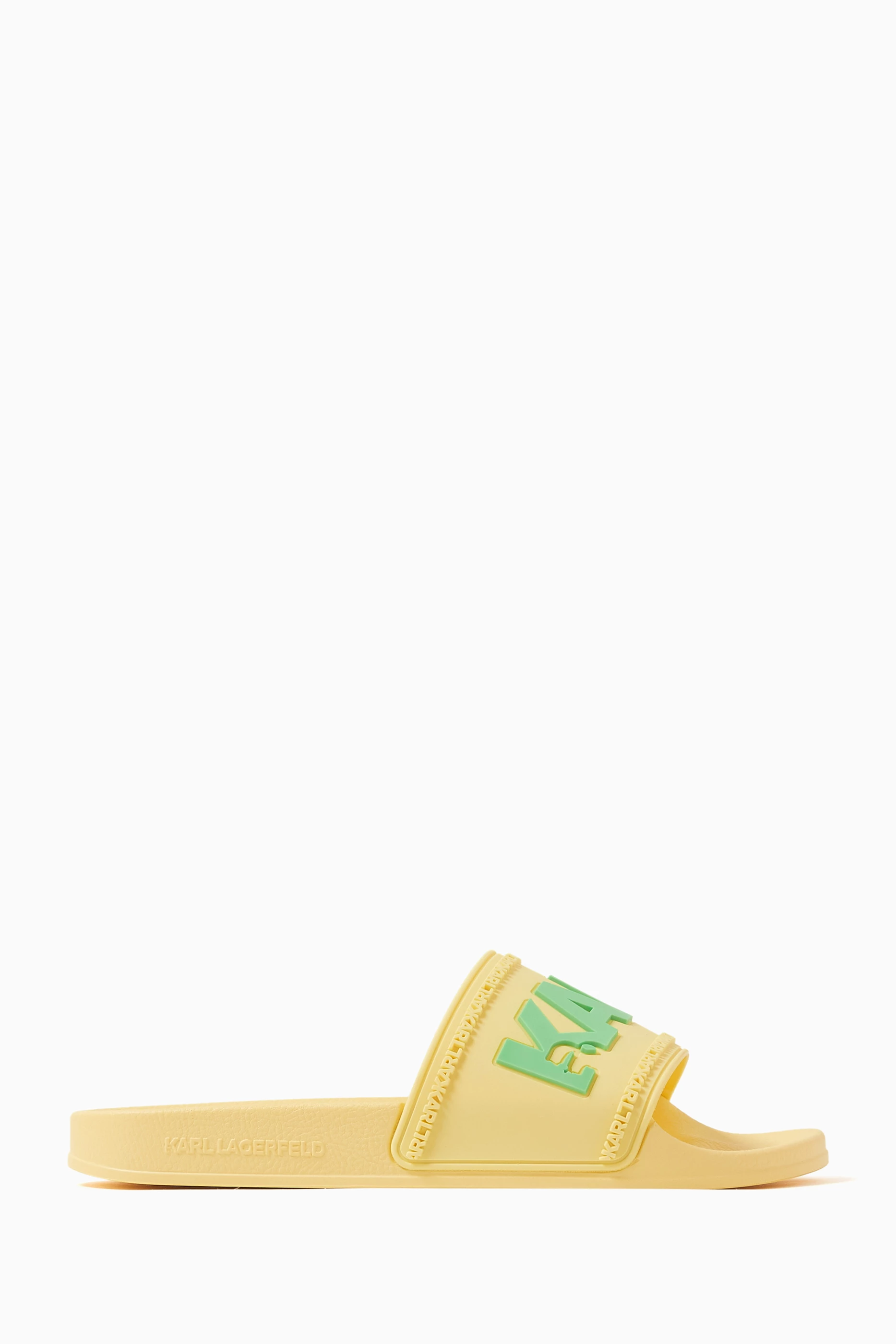 Buy Karl Lagerfeld Yellow Kondo Karl Logo Slides in Rubber for