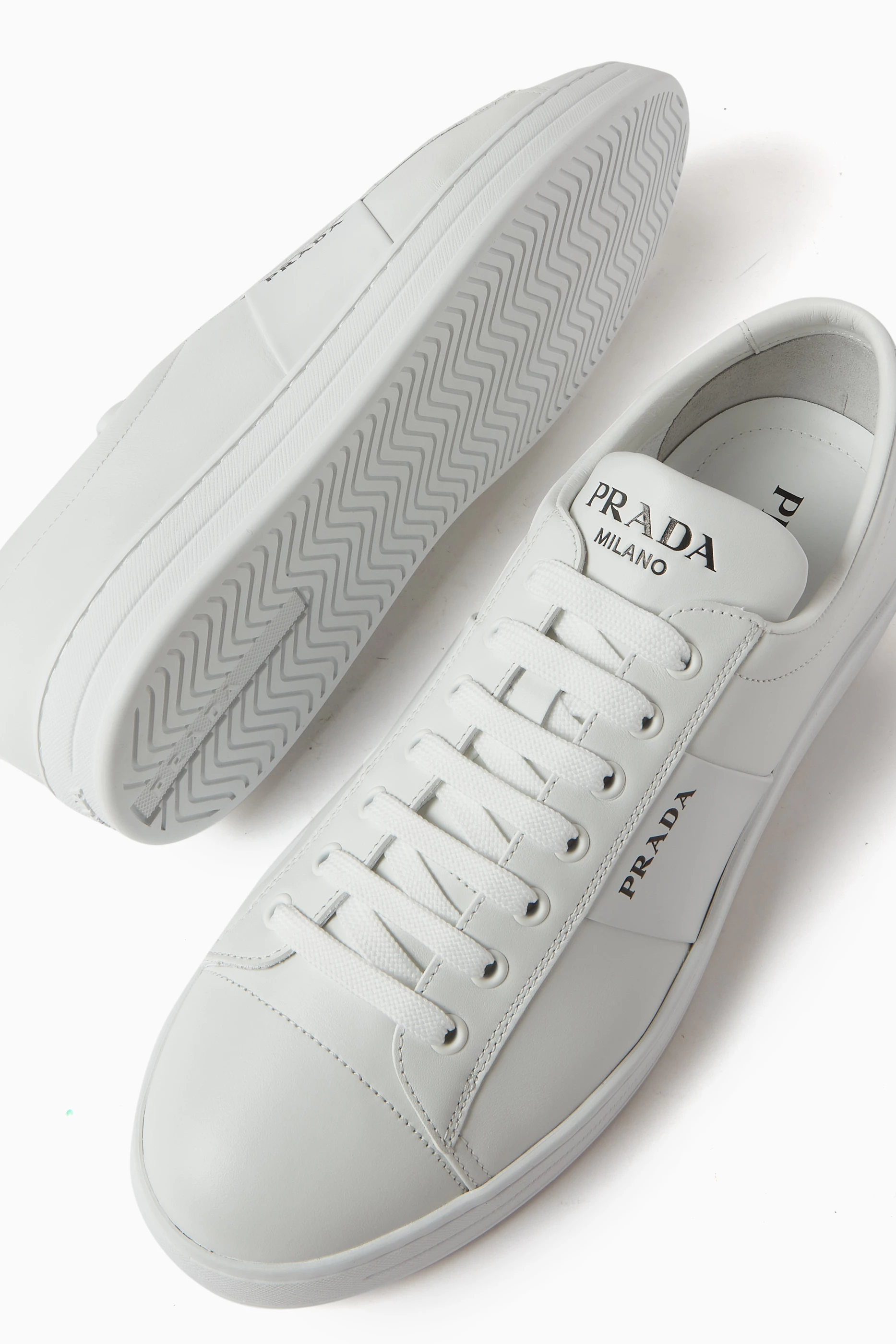 Prada white leather sale sneakers