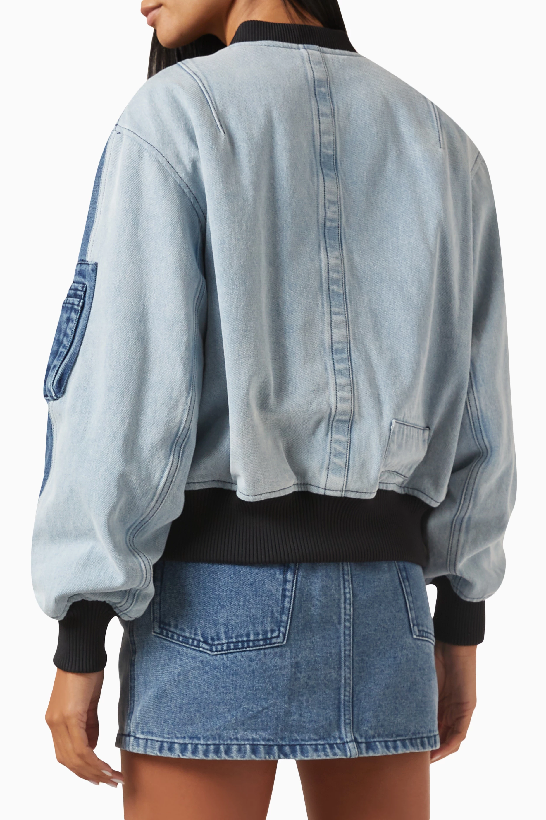 Reversible denim hot sale bomber jacket