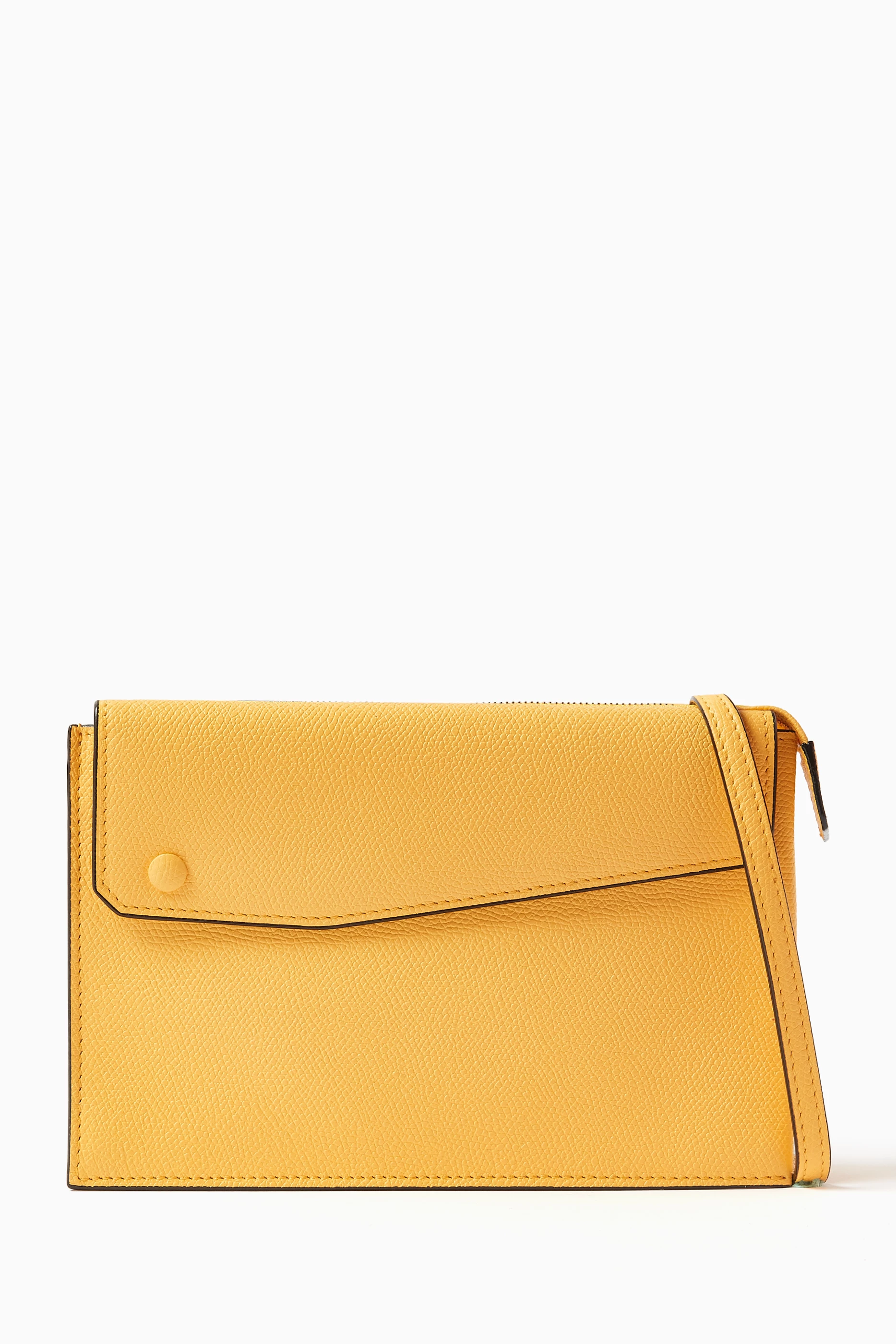 Yellow leather on sale clutch bag