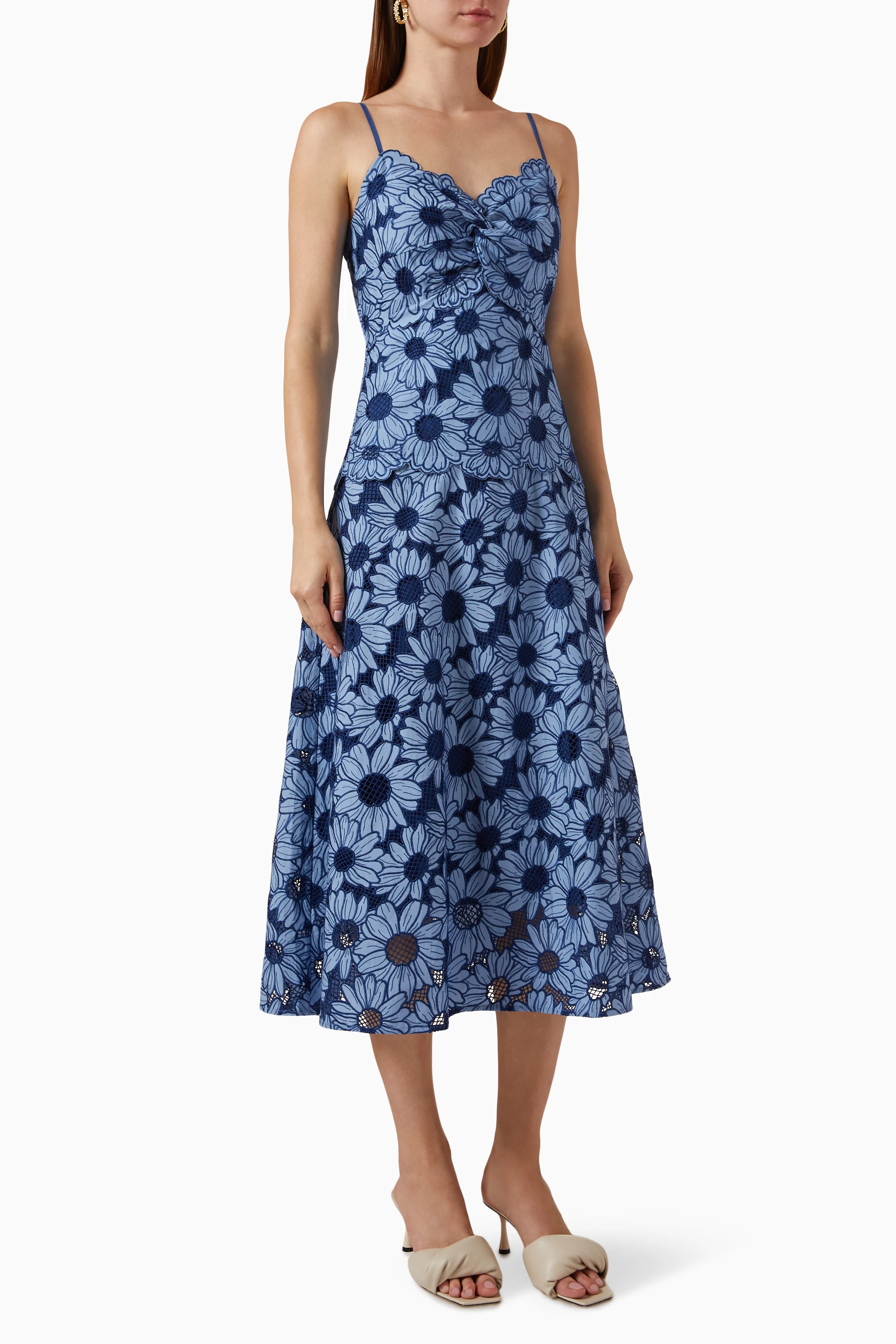 Midi dress clearance in daisy guipure