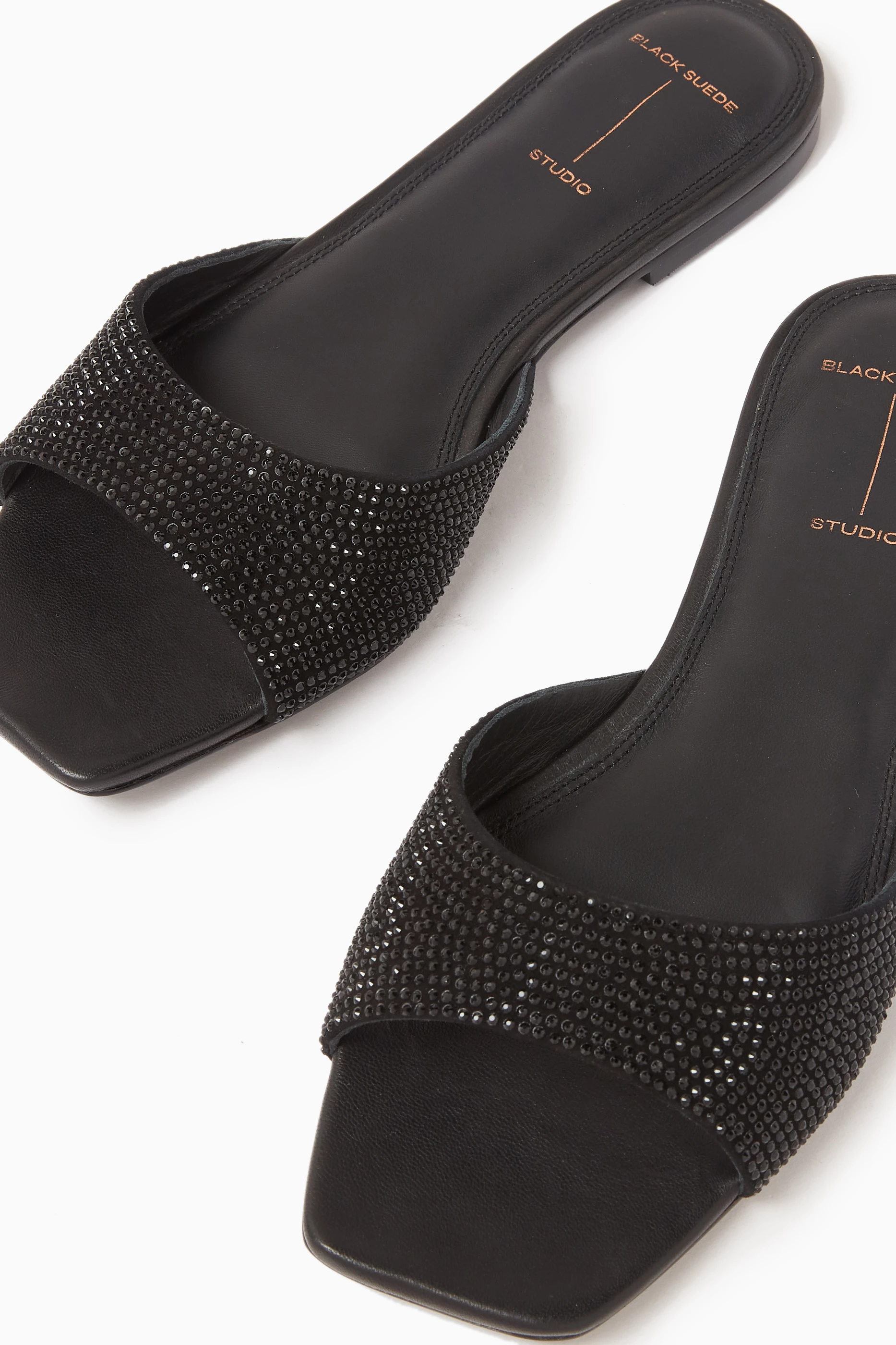 Black suede slides store