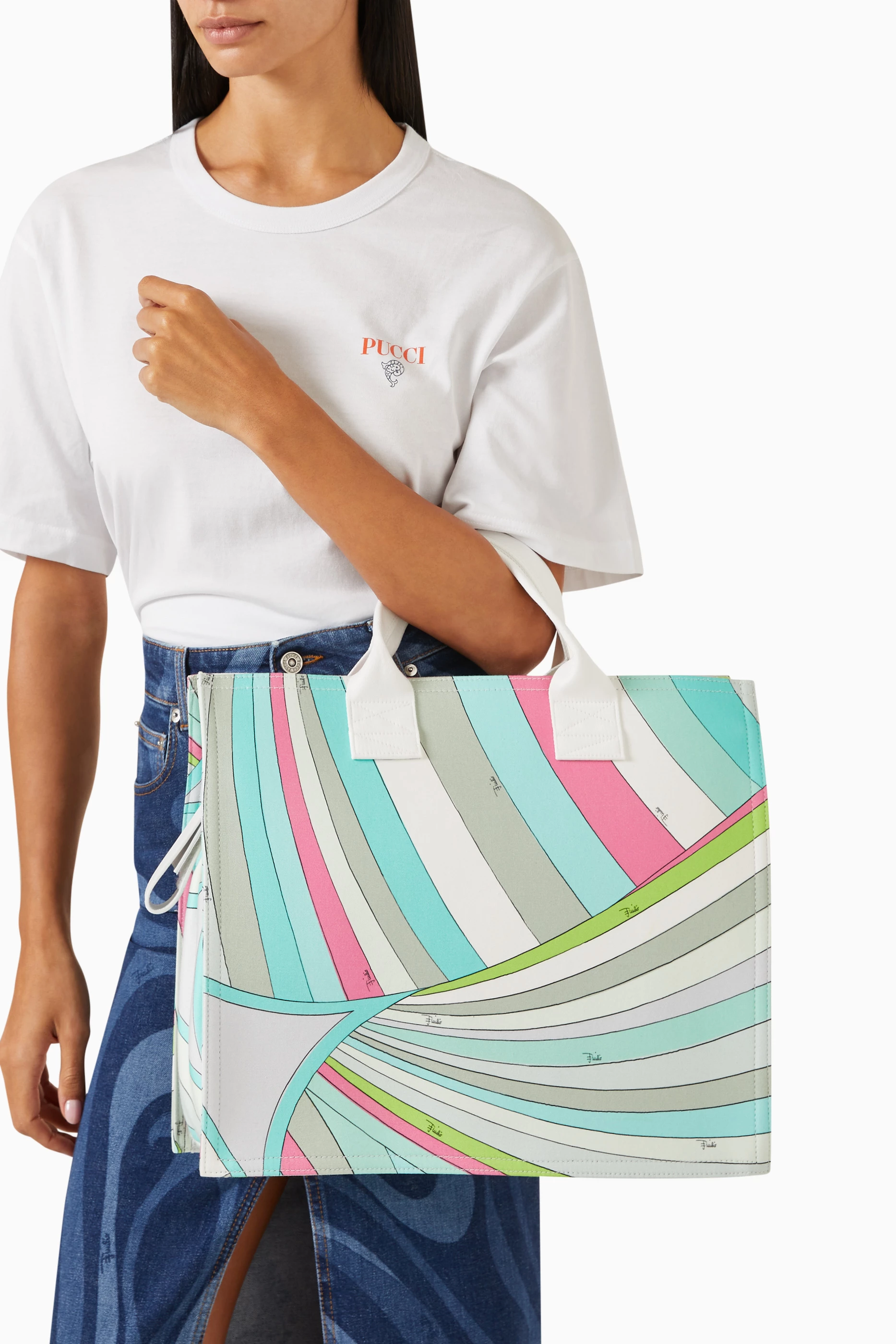 Buy Emilio Pucci Blue Iride Diaper Bag in Cotton Canvas for Baby
