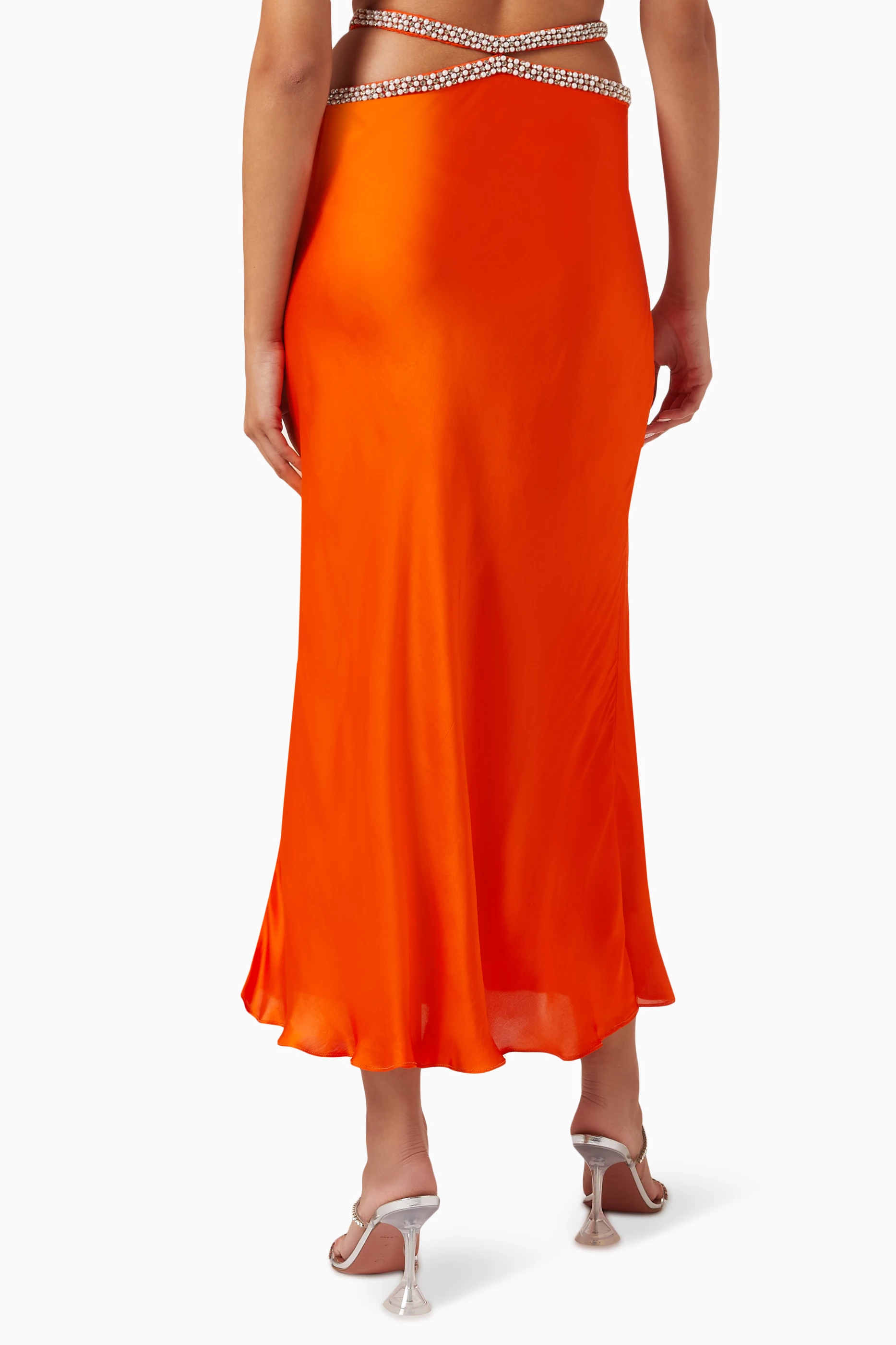 Buy Yaura Orange Fife Midi Skirt for Women in UAE Ounass