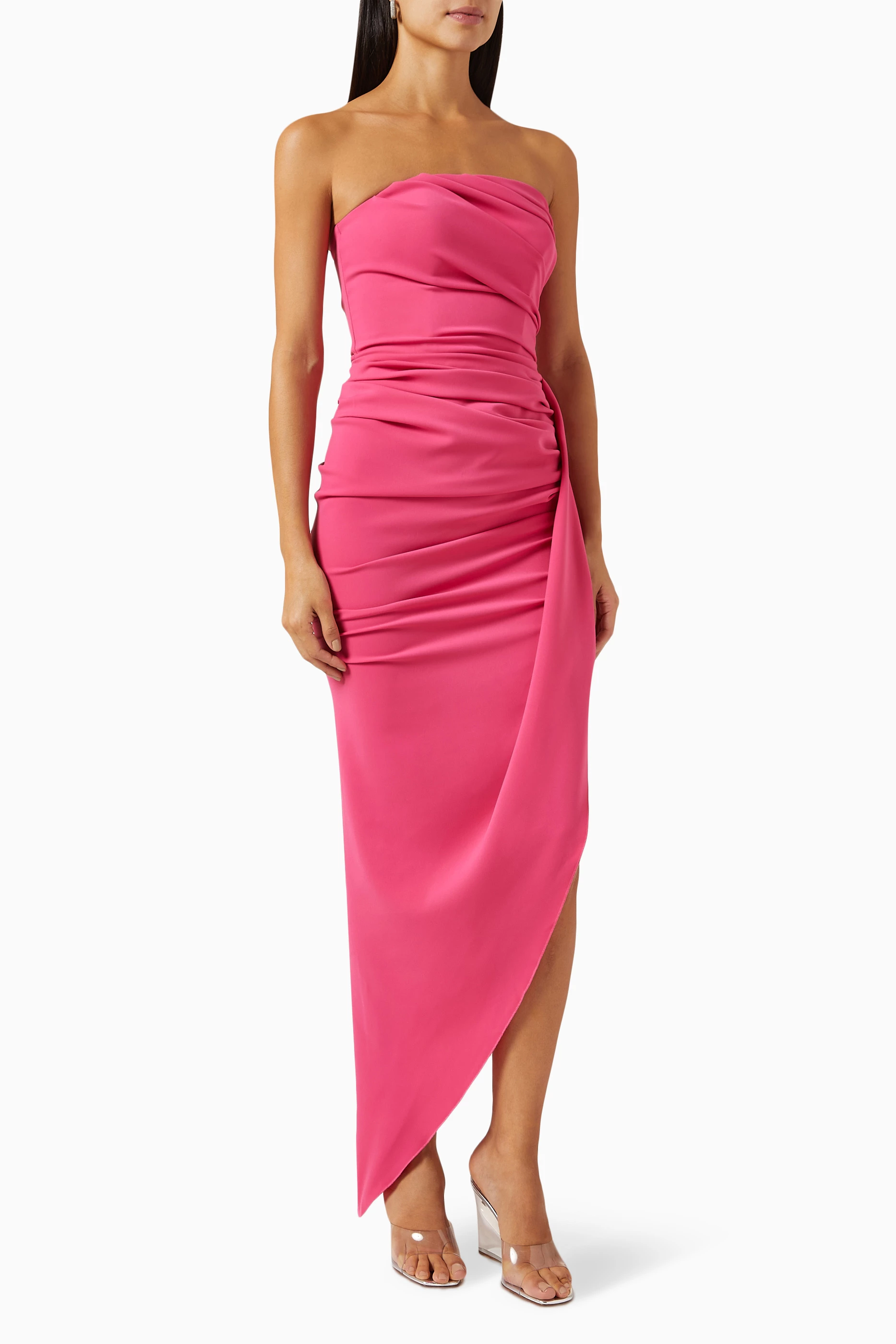 Pink strapless dress cheap