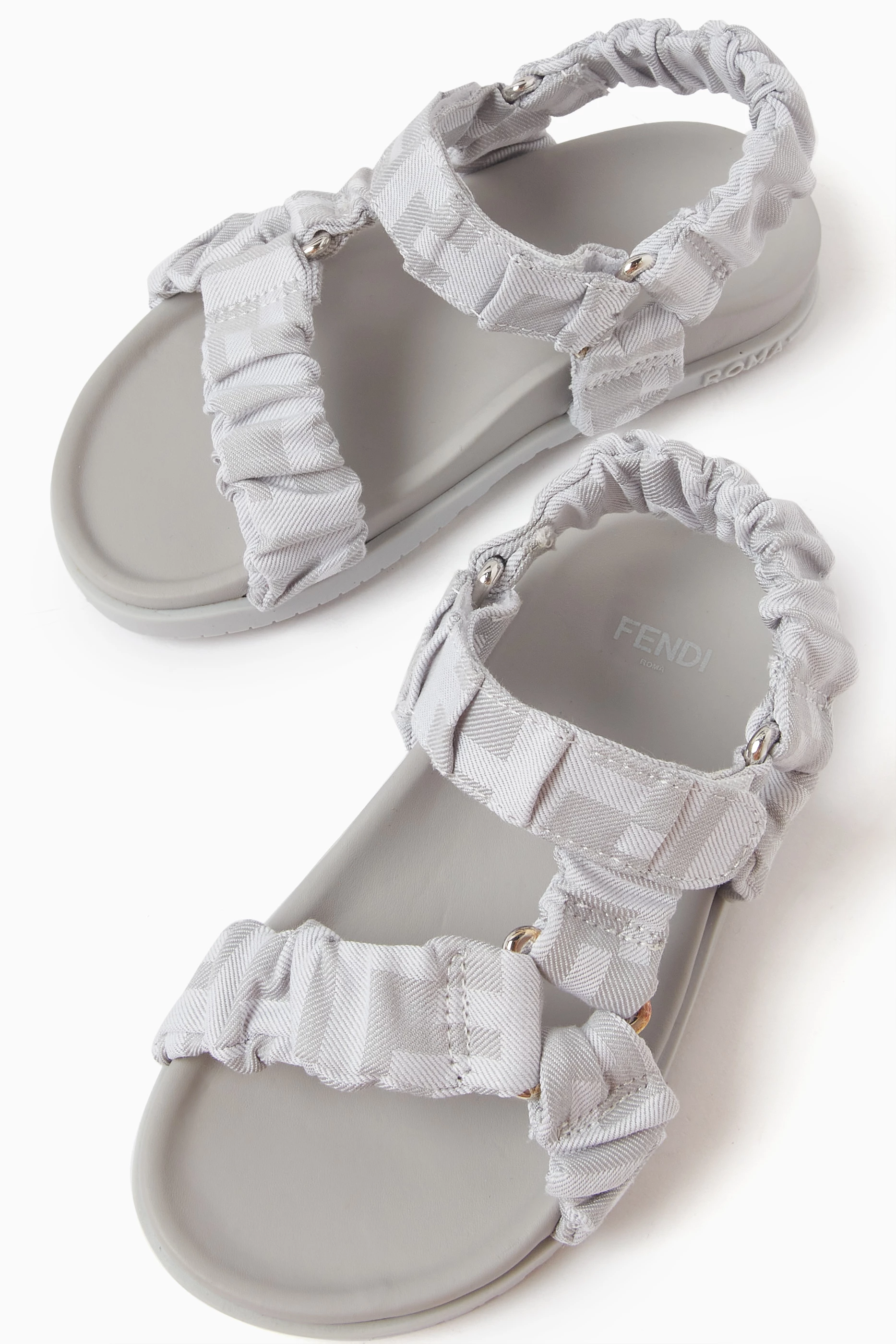Buy Fendi Grey Logo Sandals in Cotton for Boys in UAE Ounass