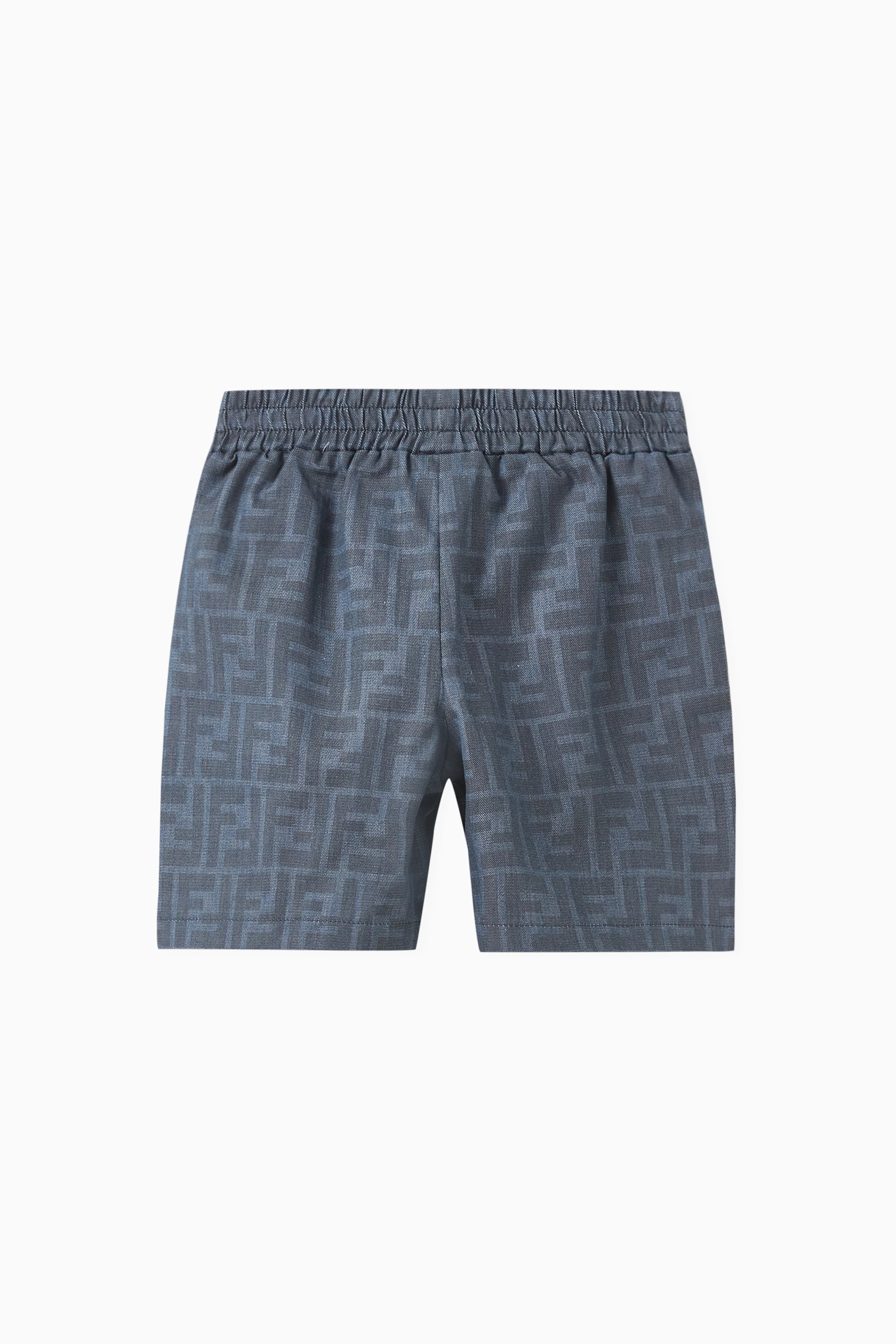 Buy Fendi Blue Logo print Shorts in Cotton Chambray for Baby Boys