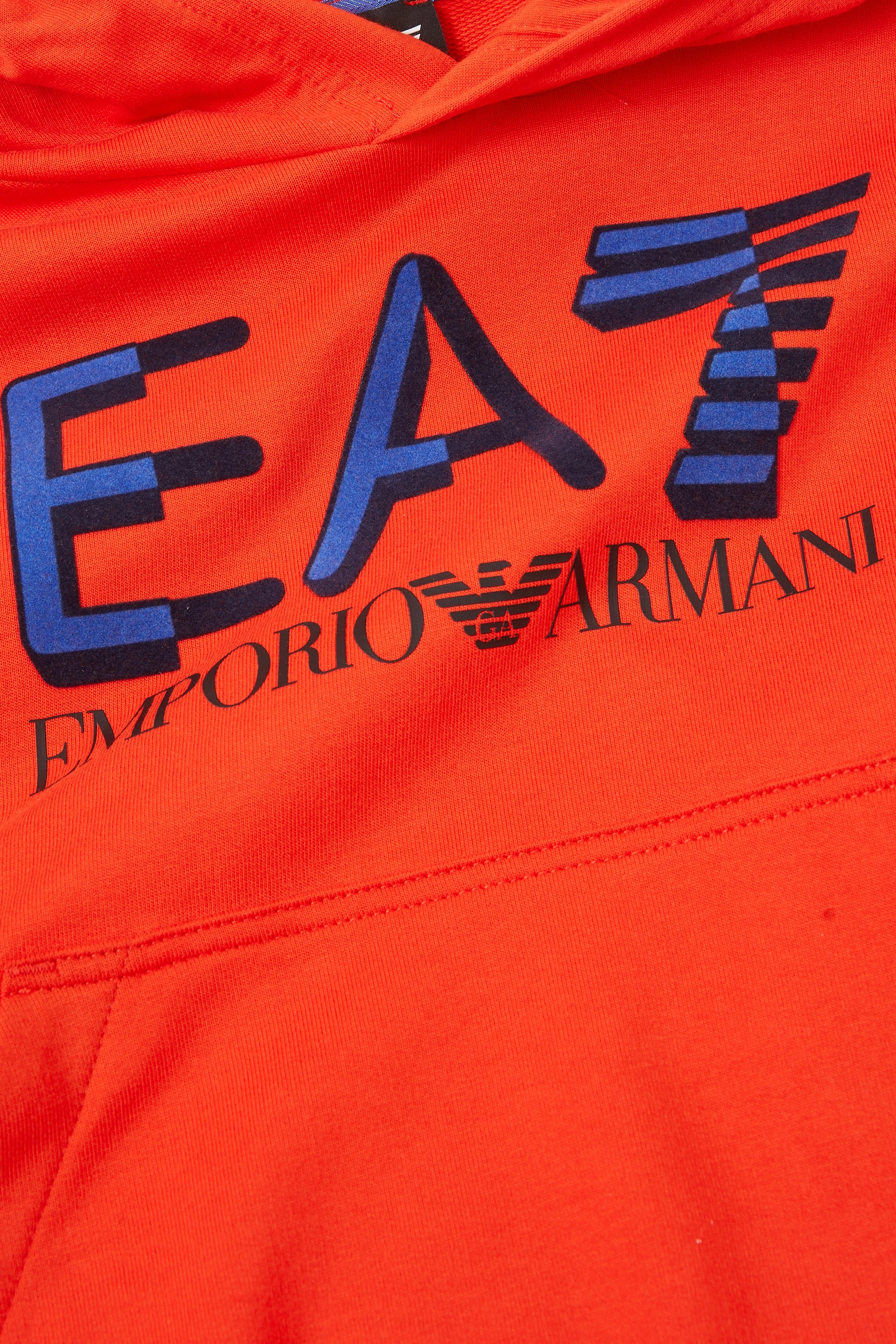 Buy Emporio Armani Orange Logo print Hoodie in Cotton for Boys in