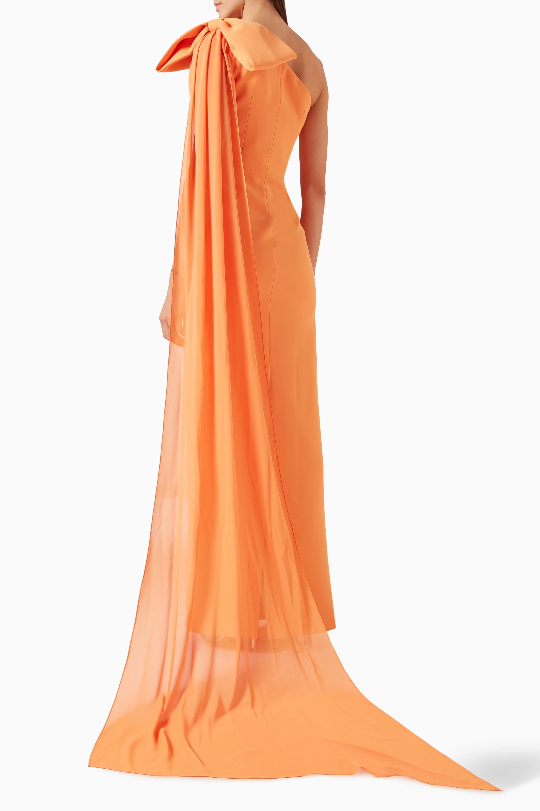 Buy NASS Orange One shoulder Dress in Taffeta for Women in UAE