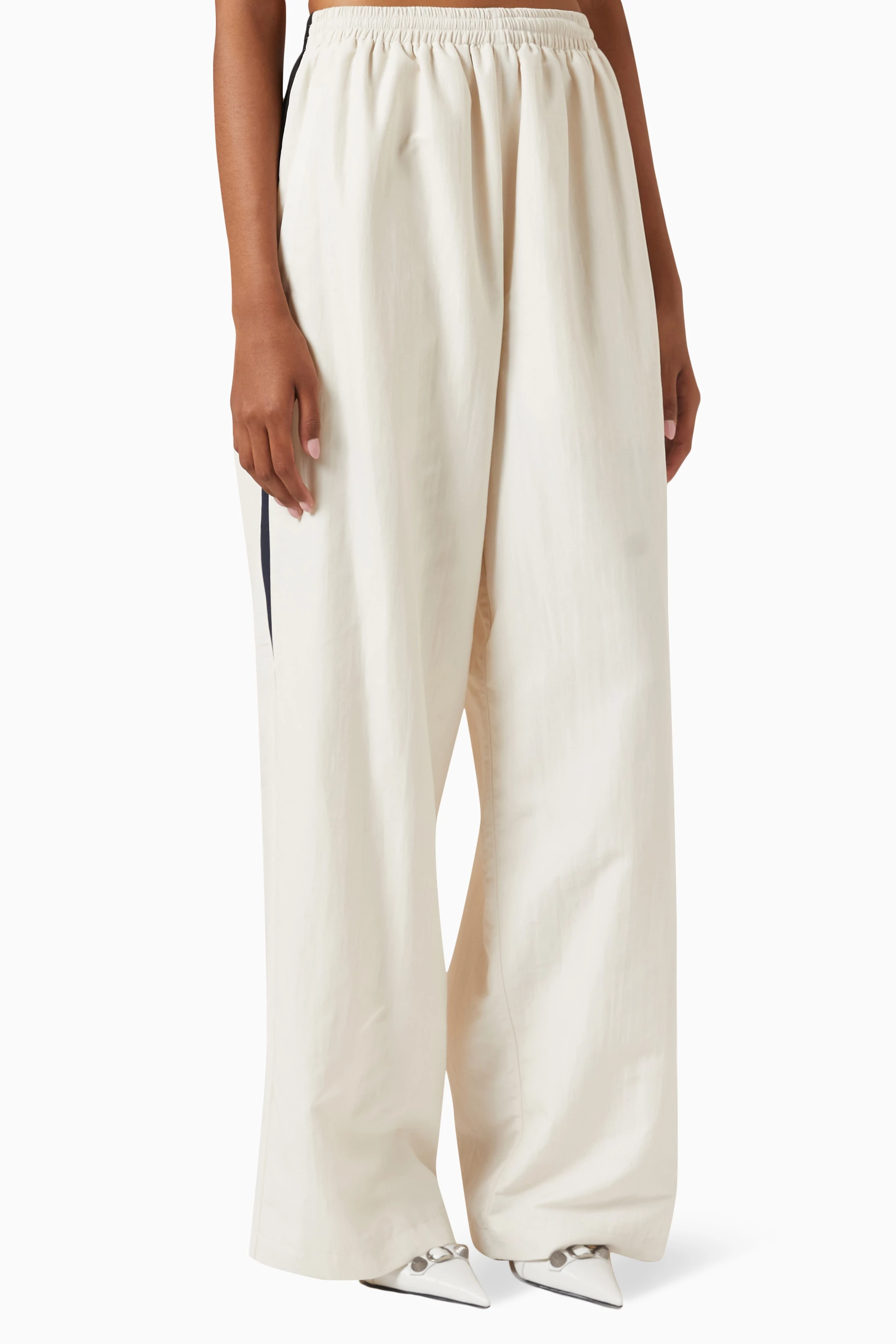 Buy Balenciaga White 3B Sports Icon Medium Fit Tracksuit Pants in