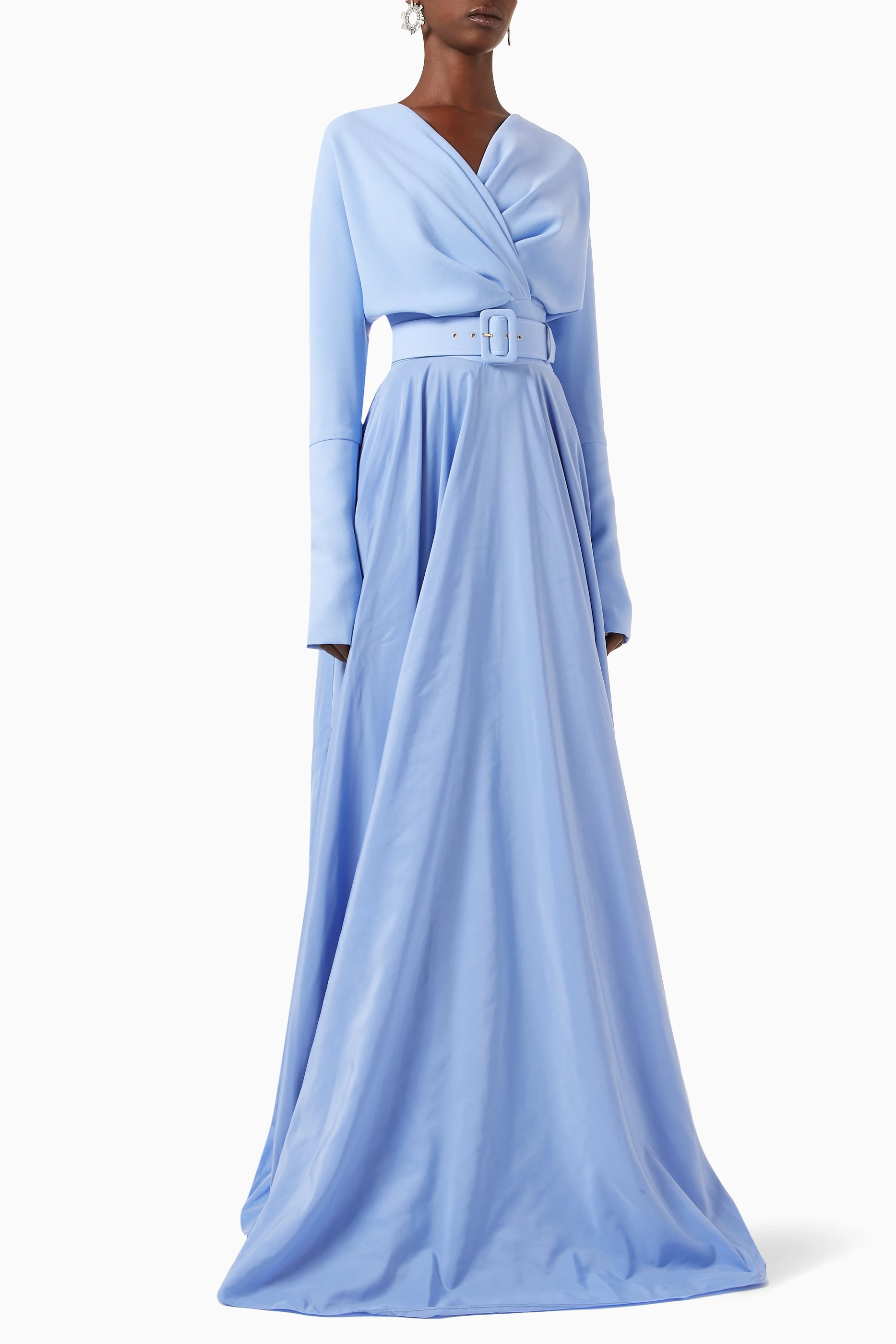 Buy Rhea Costa Blue Josie Maxi Dress in Taffeta Crepe for Women