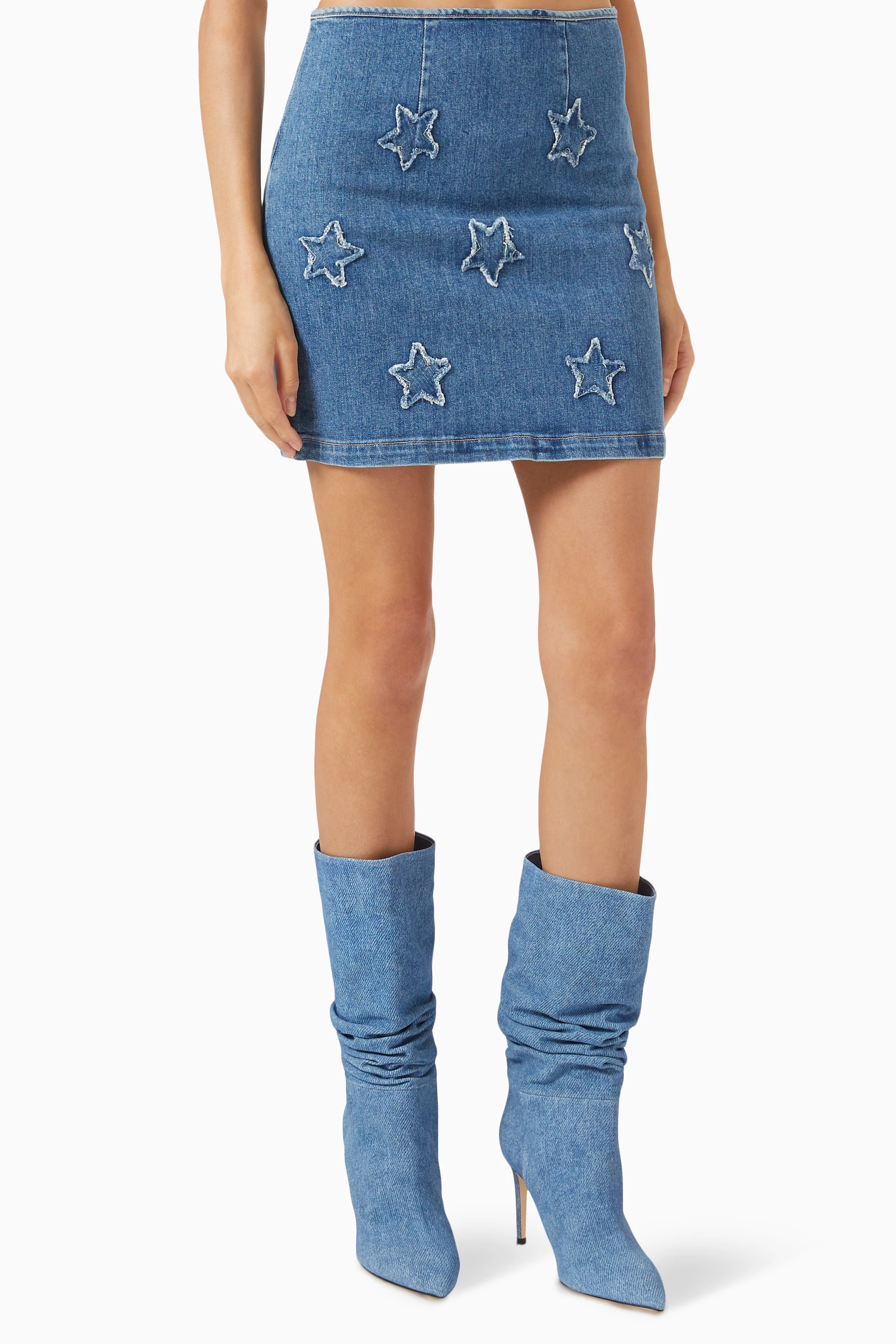 Buy Le Jean Blue Star Mini Skirt in Denim for Women in UAE Ounass