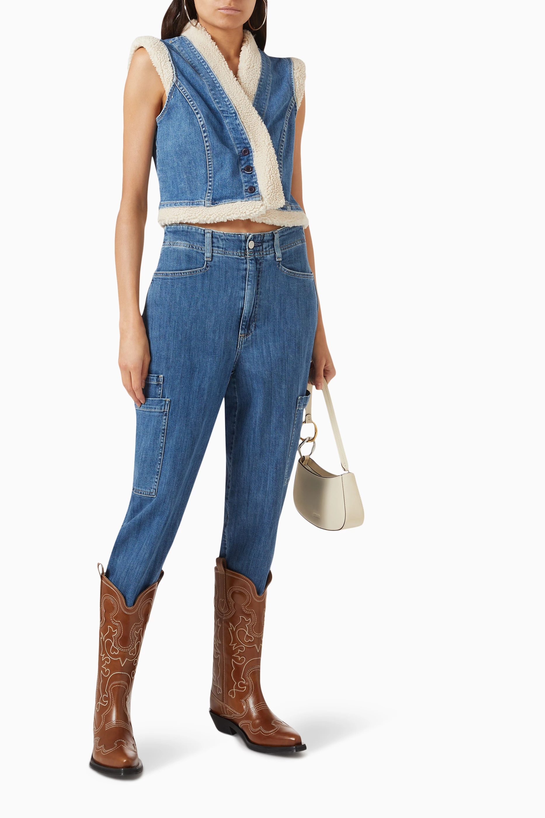 Denim sherpa shop vest