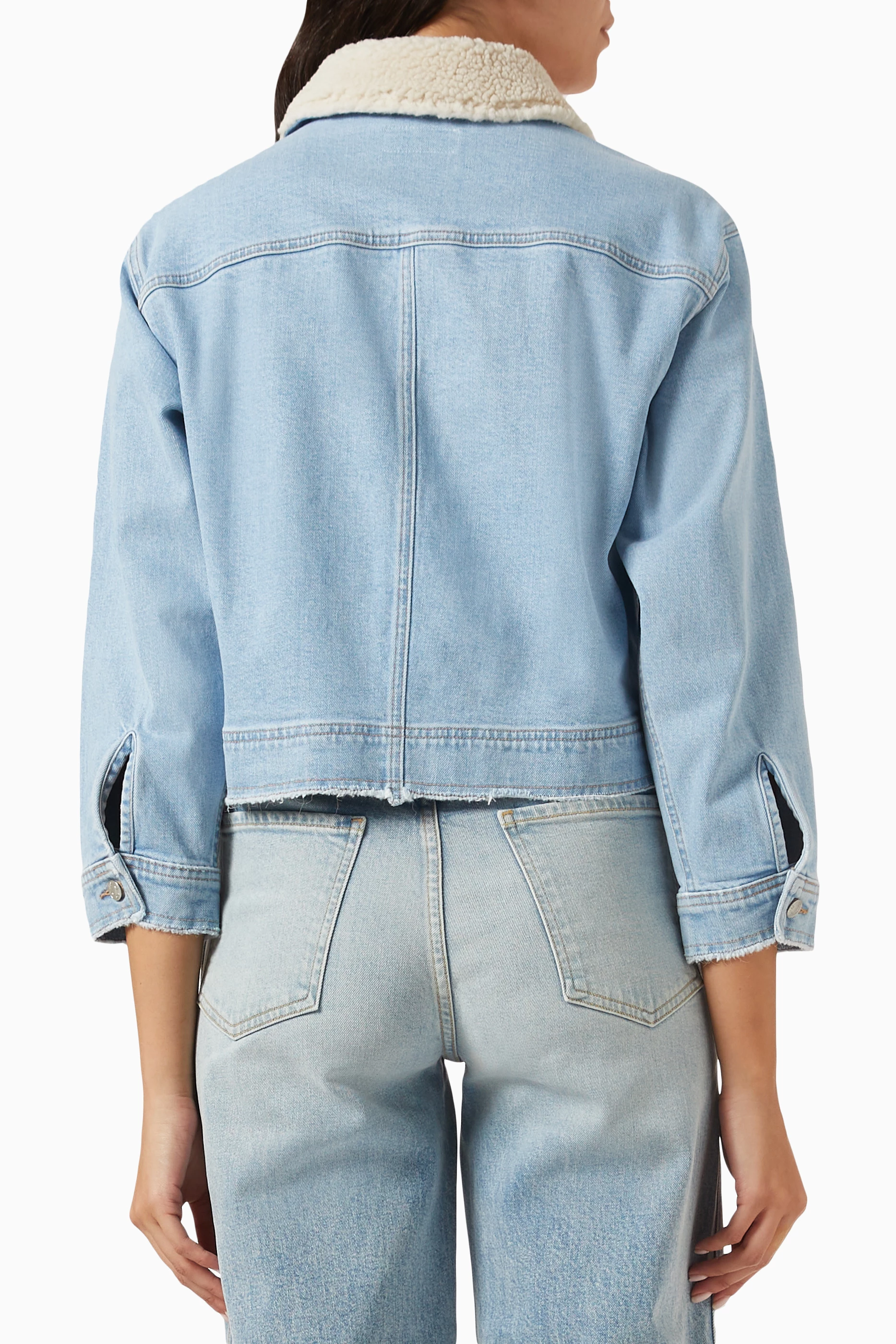 Light blue cheap denim sherpa jacket