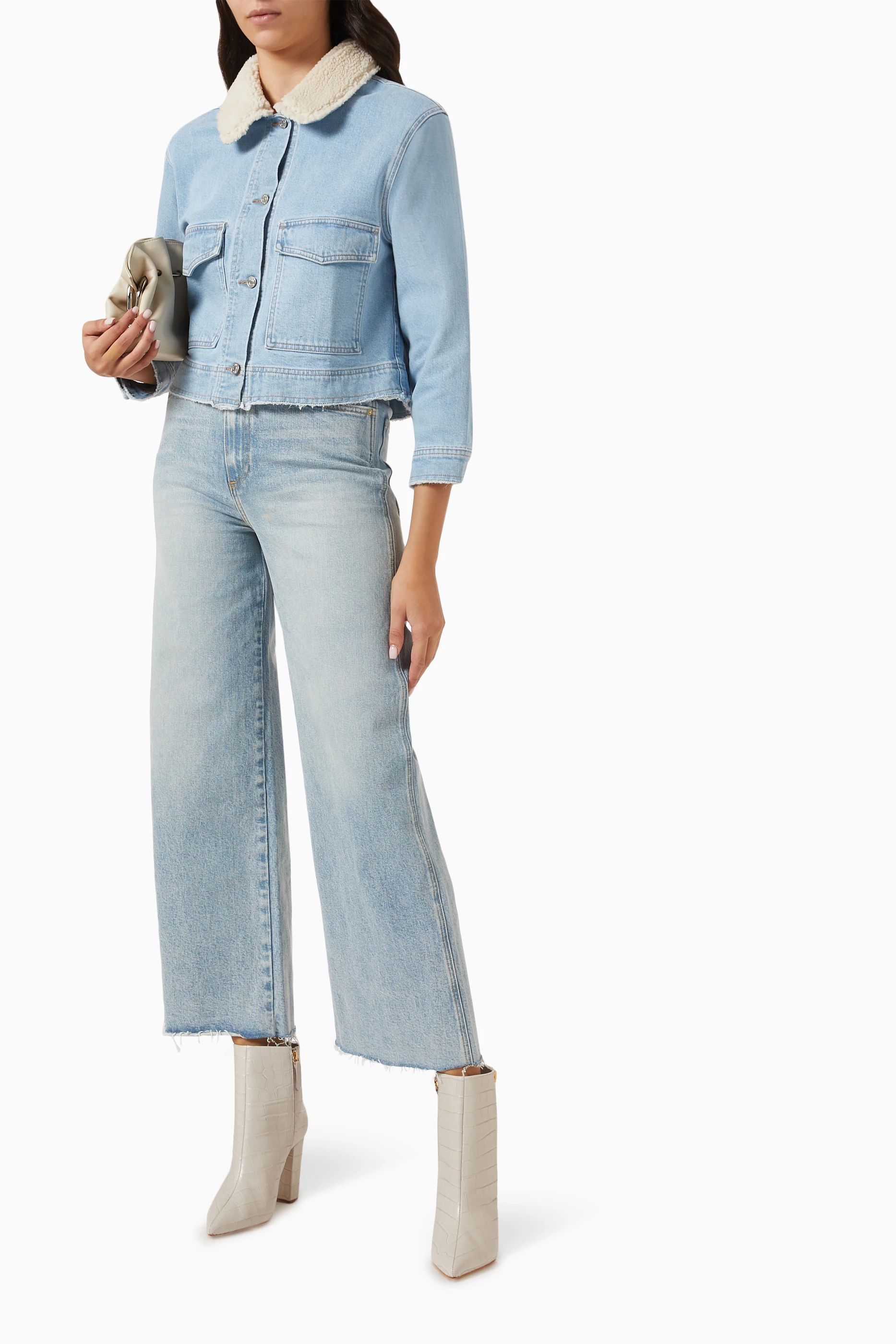 Womens jean hot sale sherpa jacket