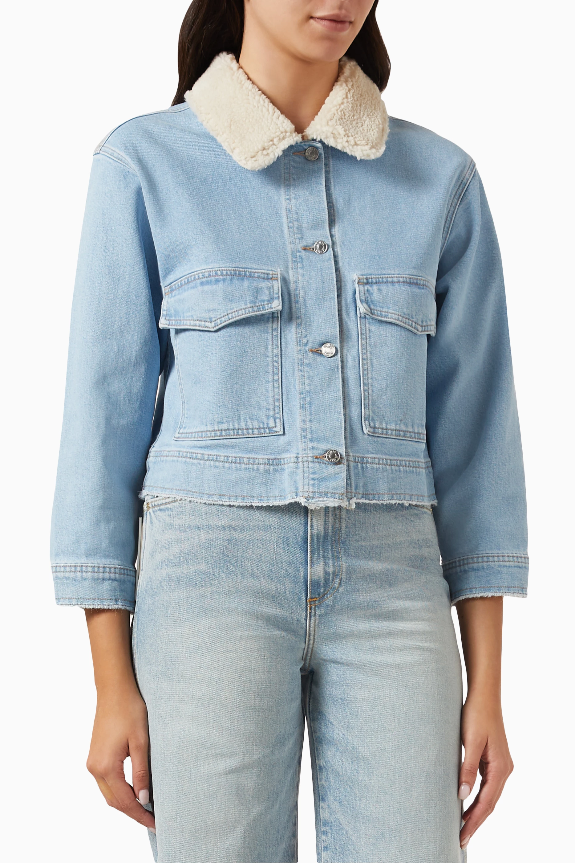 Blue jean sherpa jacket discount
