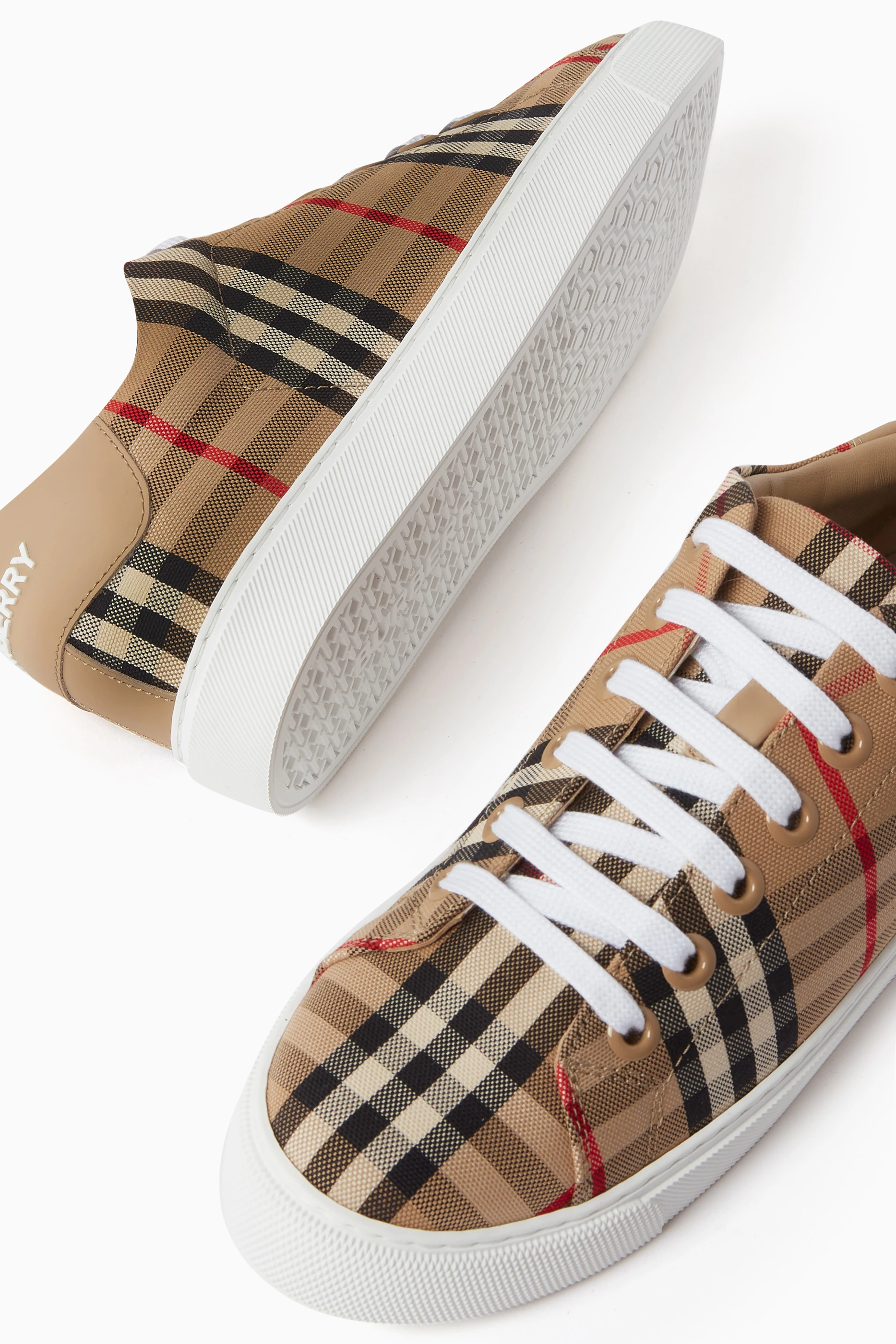 Buy Burberry Neutral Sneakers in Vintage Check Leather for Women