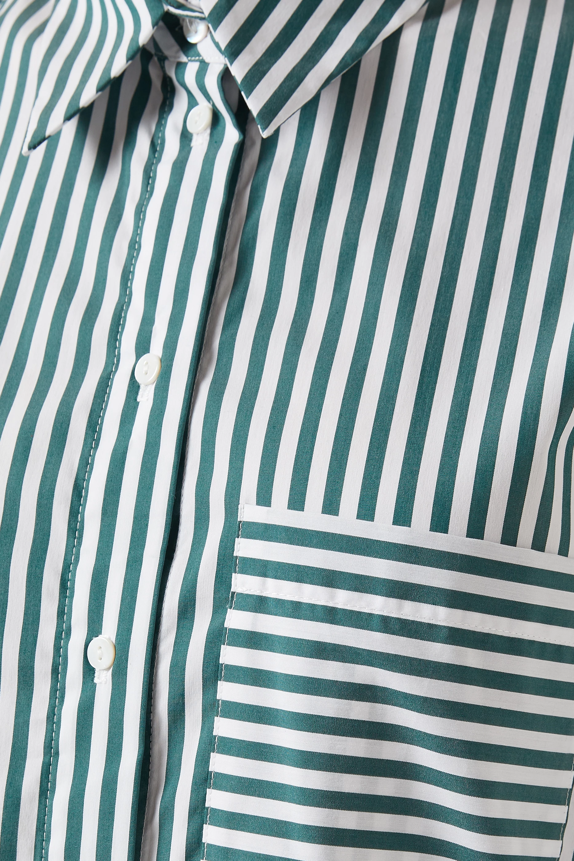 Buy Viktoria Woods Green Chosen Stripe Shirt in Cotton for Women