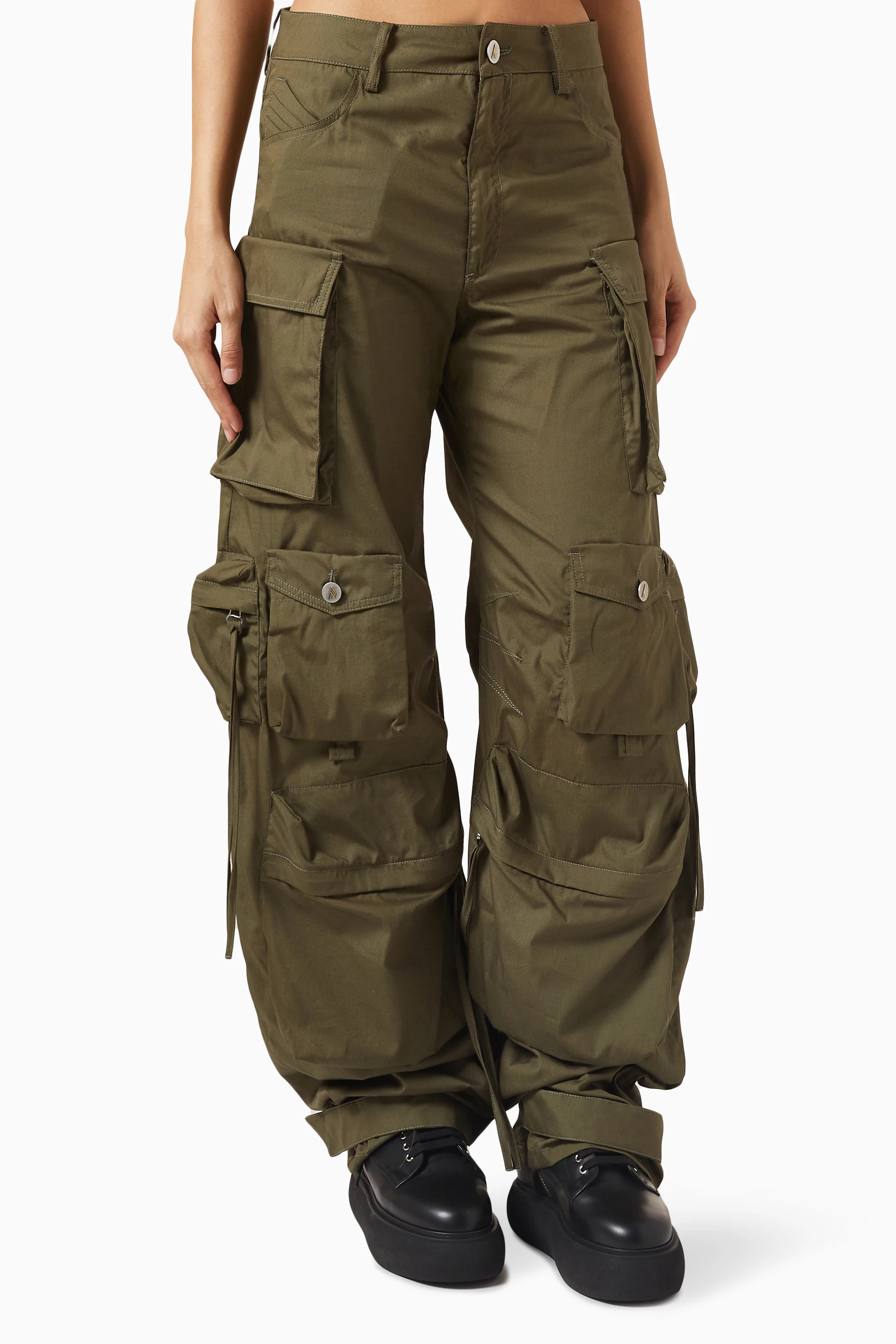 Green cargo shop pants for women