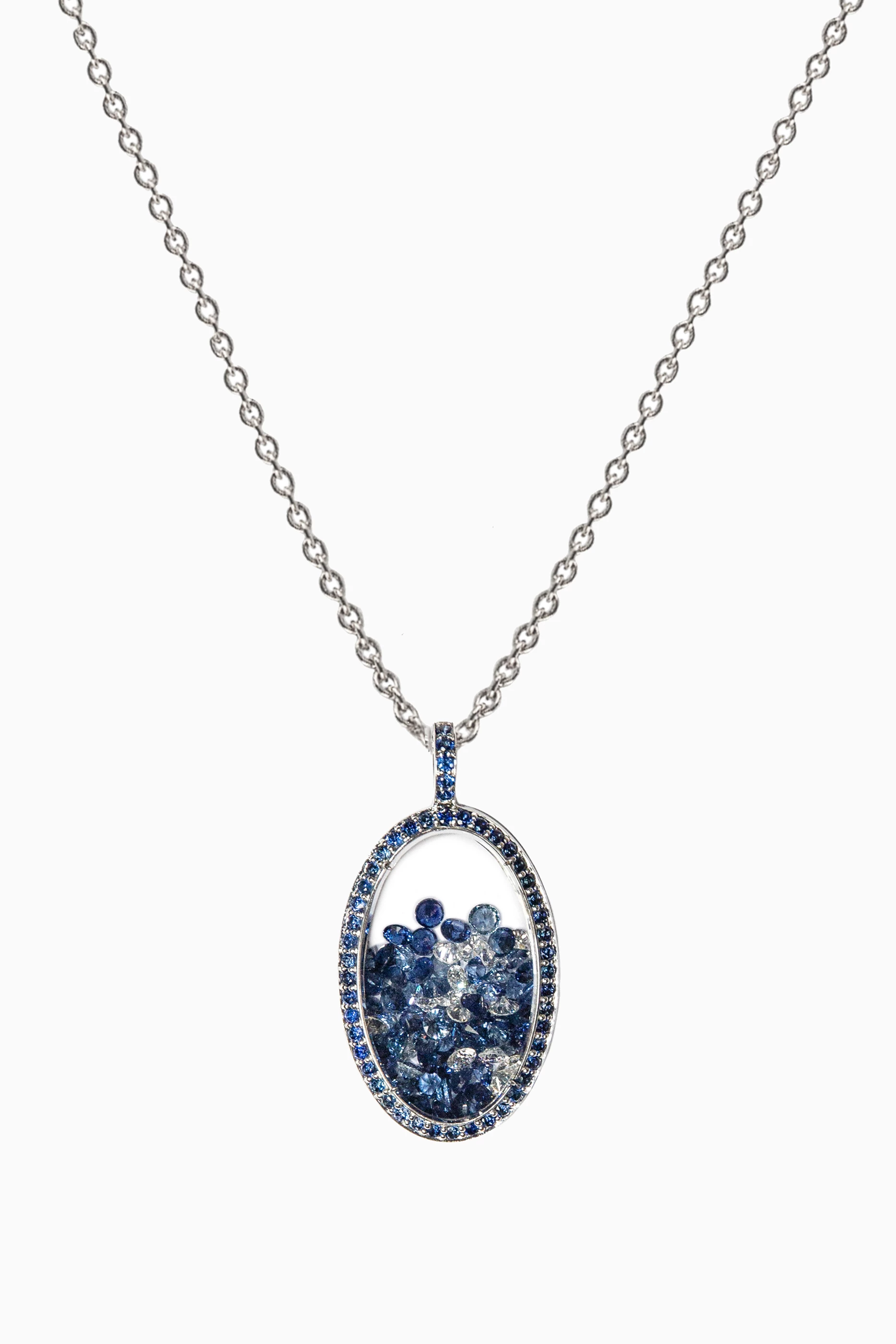 Diamond and sapphire deals necklace white gold