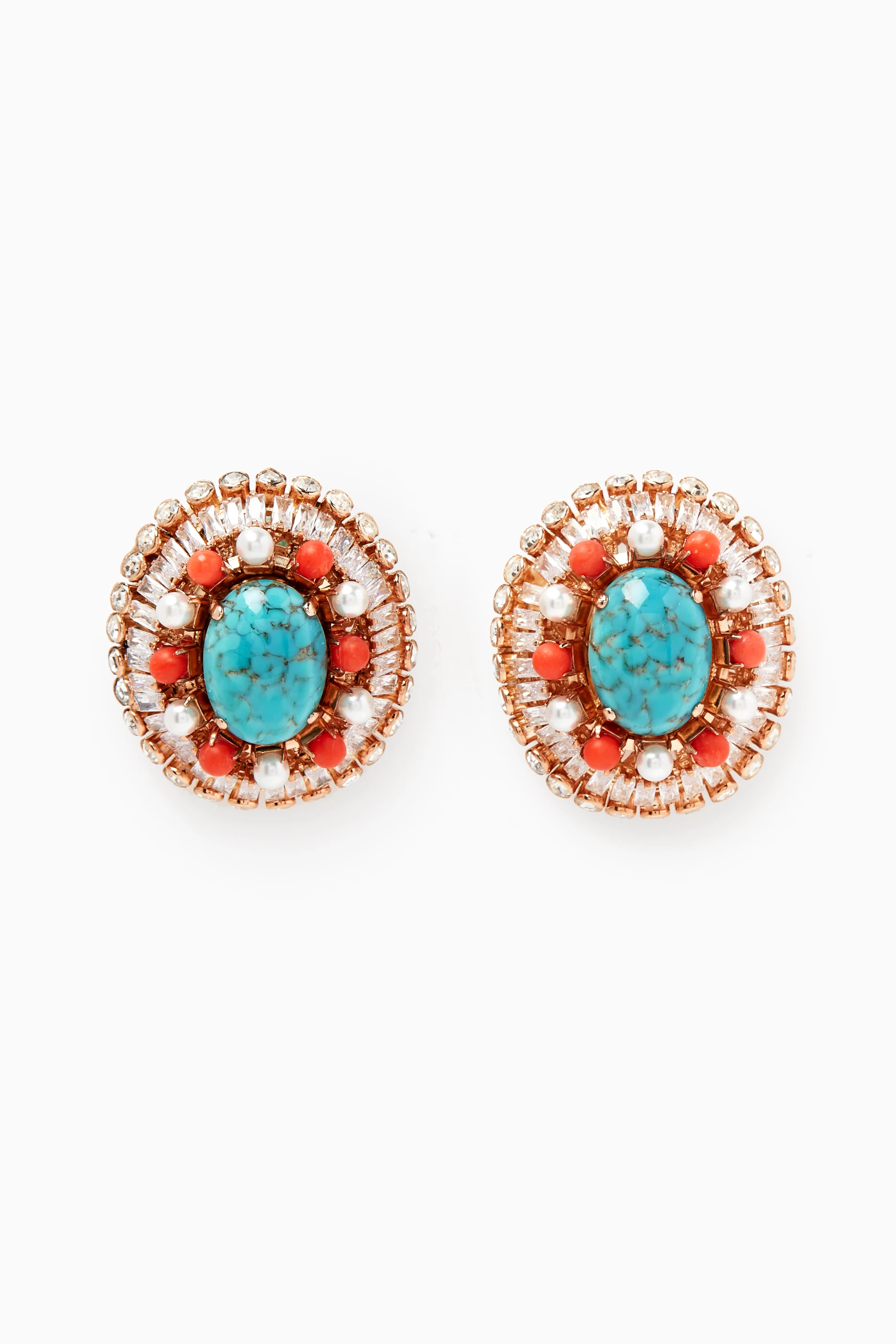 Gold turquoise shop earrings