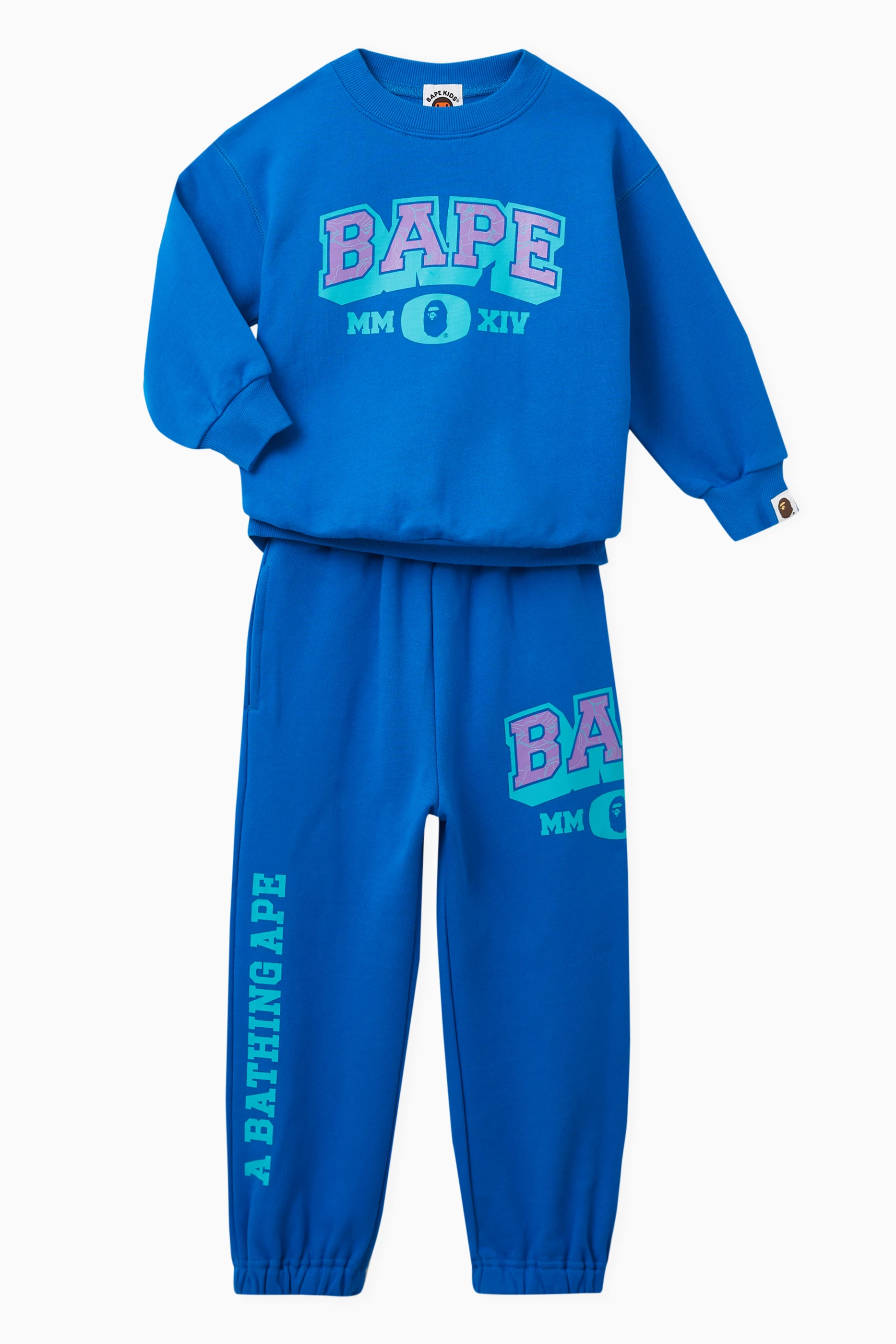 Buy A Bathing Ape Blue Bape Line Camo Crew Sweatshirt in Cotton for Boys in UAE Ounass