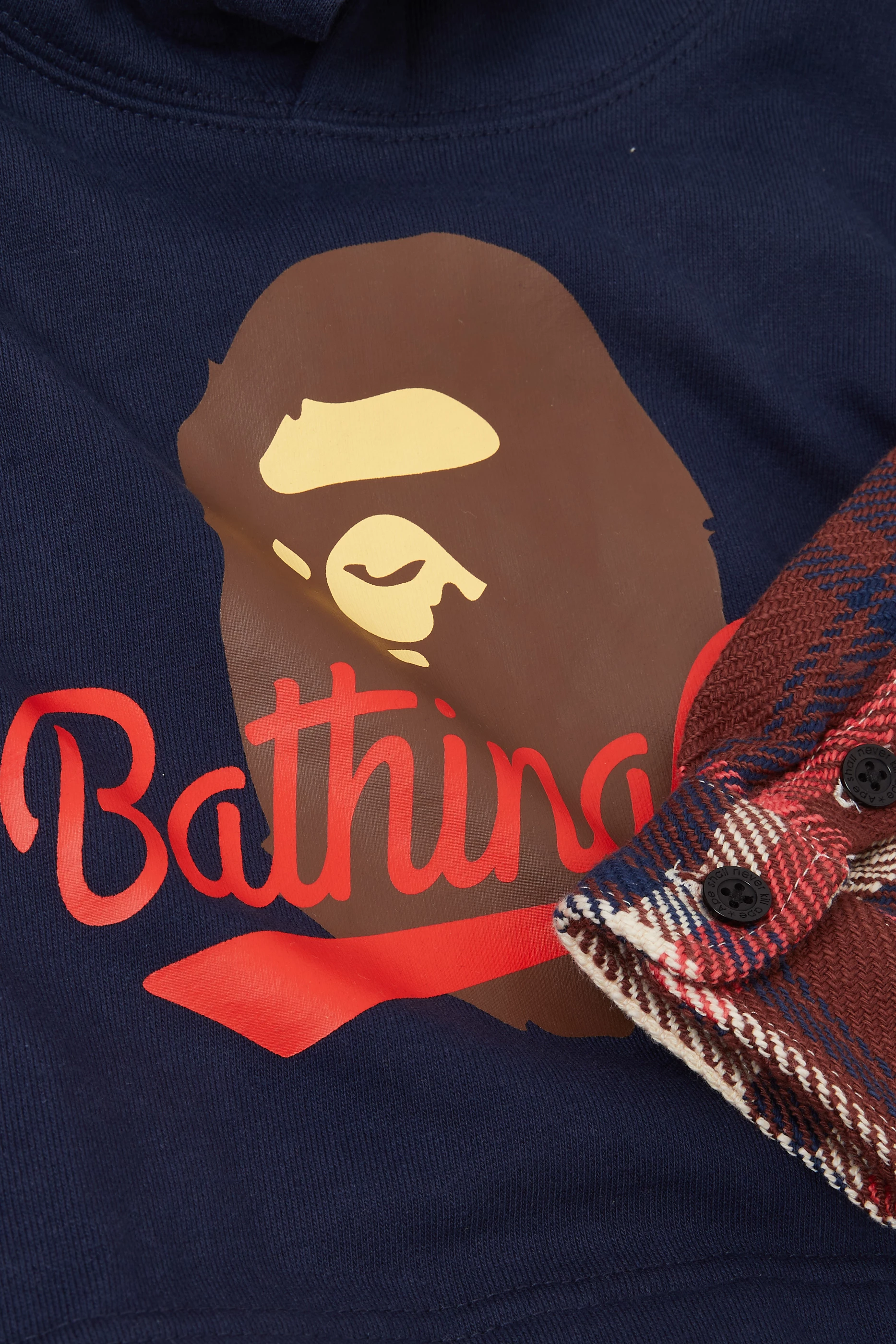 Buy A Bathing Ape Blue Bape Check Shirt Layered Hoodie in Cotton for Boys in UAE Ounass