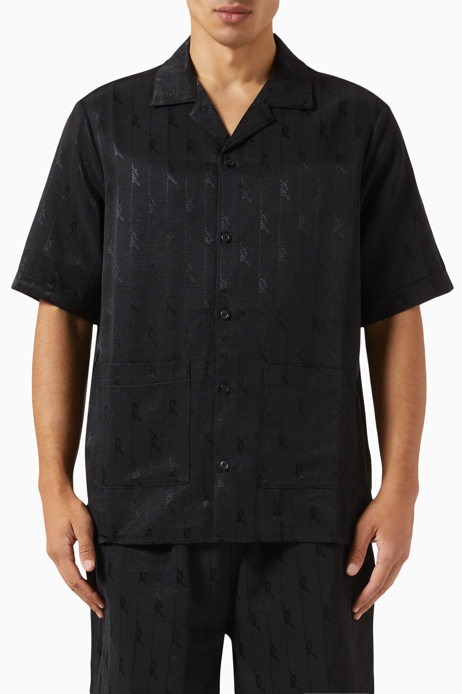 Buy Kith Black Reade Shirt in Cotton Blend Faille for MEN in UAE