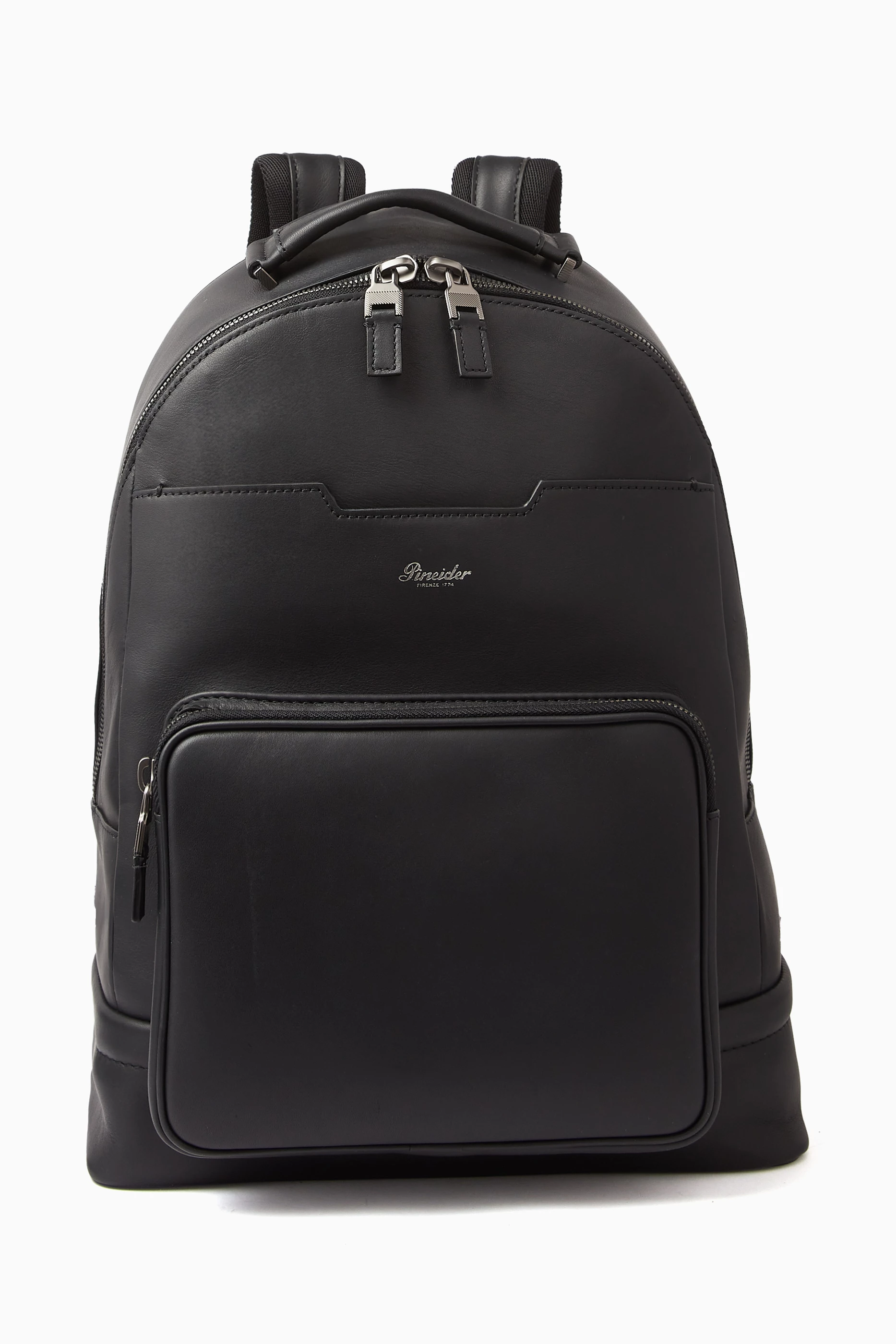 Black leather deals backpack men