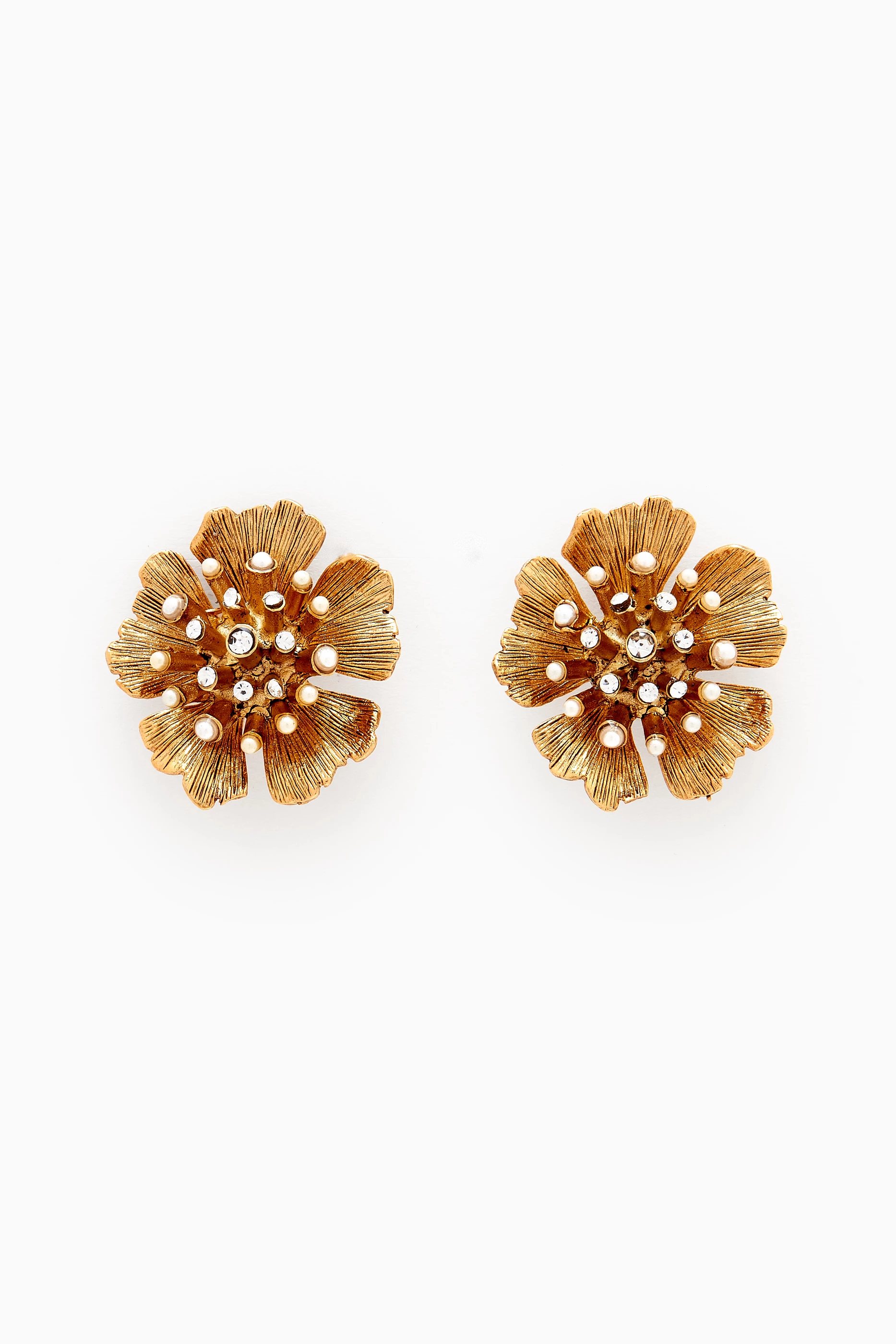 Buy Oscar de la Renta Gold Small Michelle Flower Earrings for Women in UAE Ounass