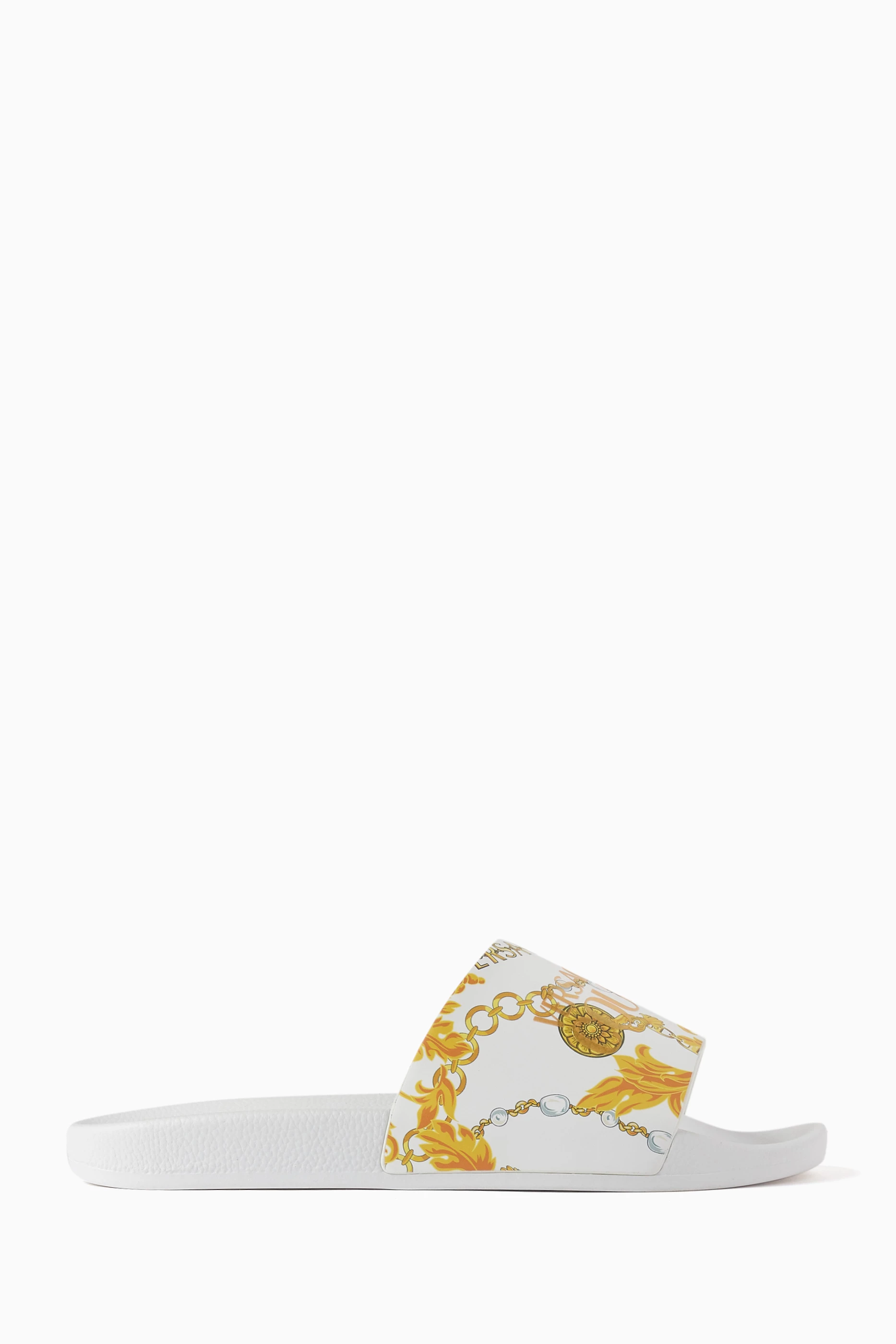 Buy Versace Jeans Couture White Chain Couture Slides in PVC for