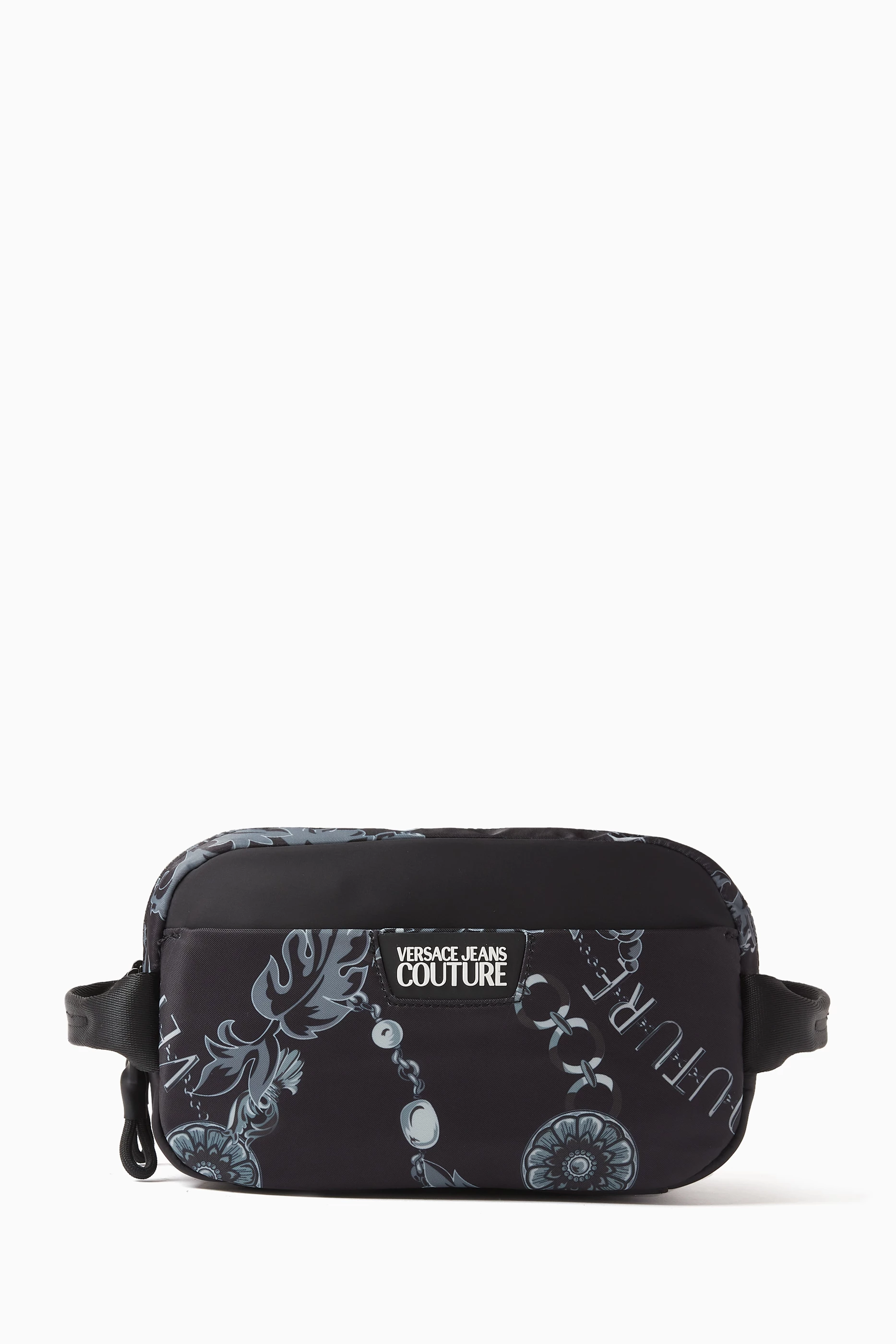 Buy Versace Jeans Couture Black Logo Couture Chain Print Wash Bag
