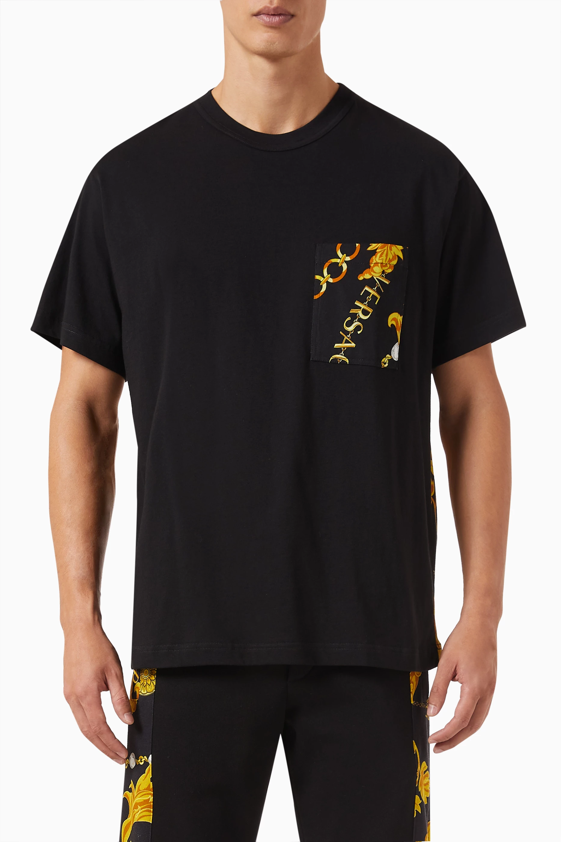 Buy Versace Jeans Couture Black Logo Couture Chain Print T shirt