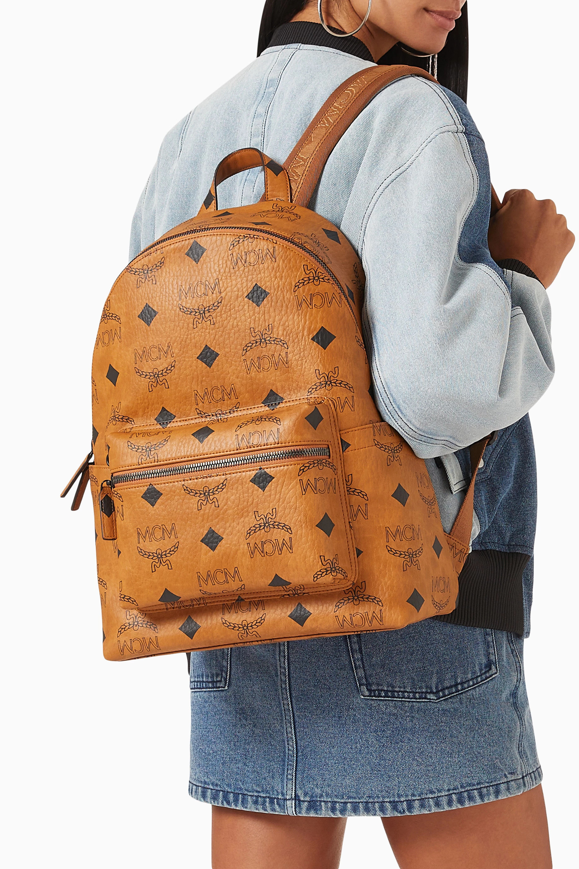 Orange deals mcm backpack
