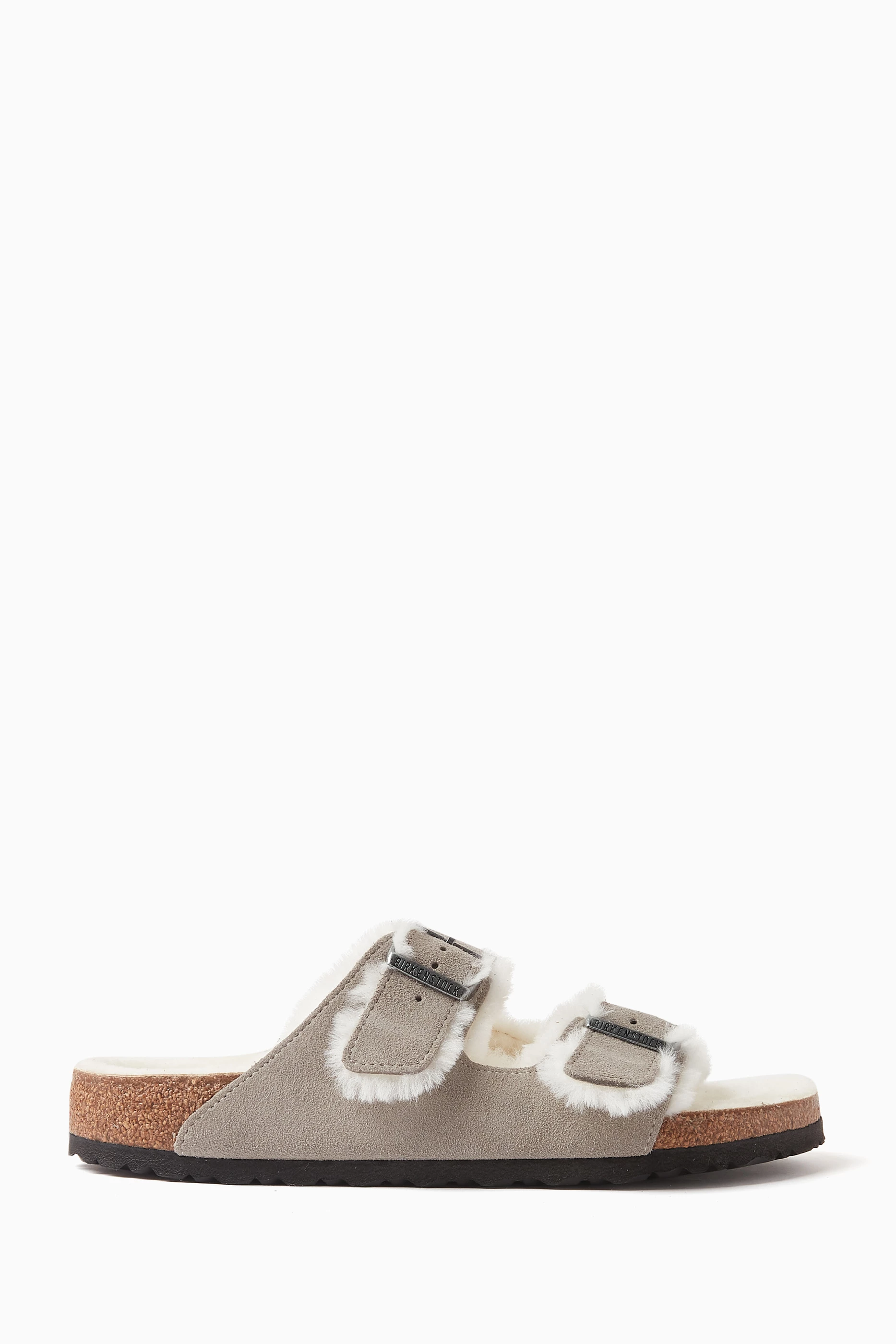 Buy Birkenstock Grey Arizona Sandals in Shearling Suede for