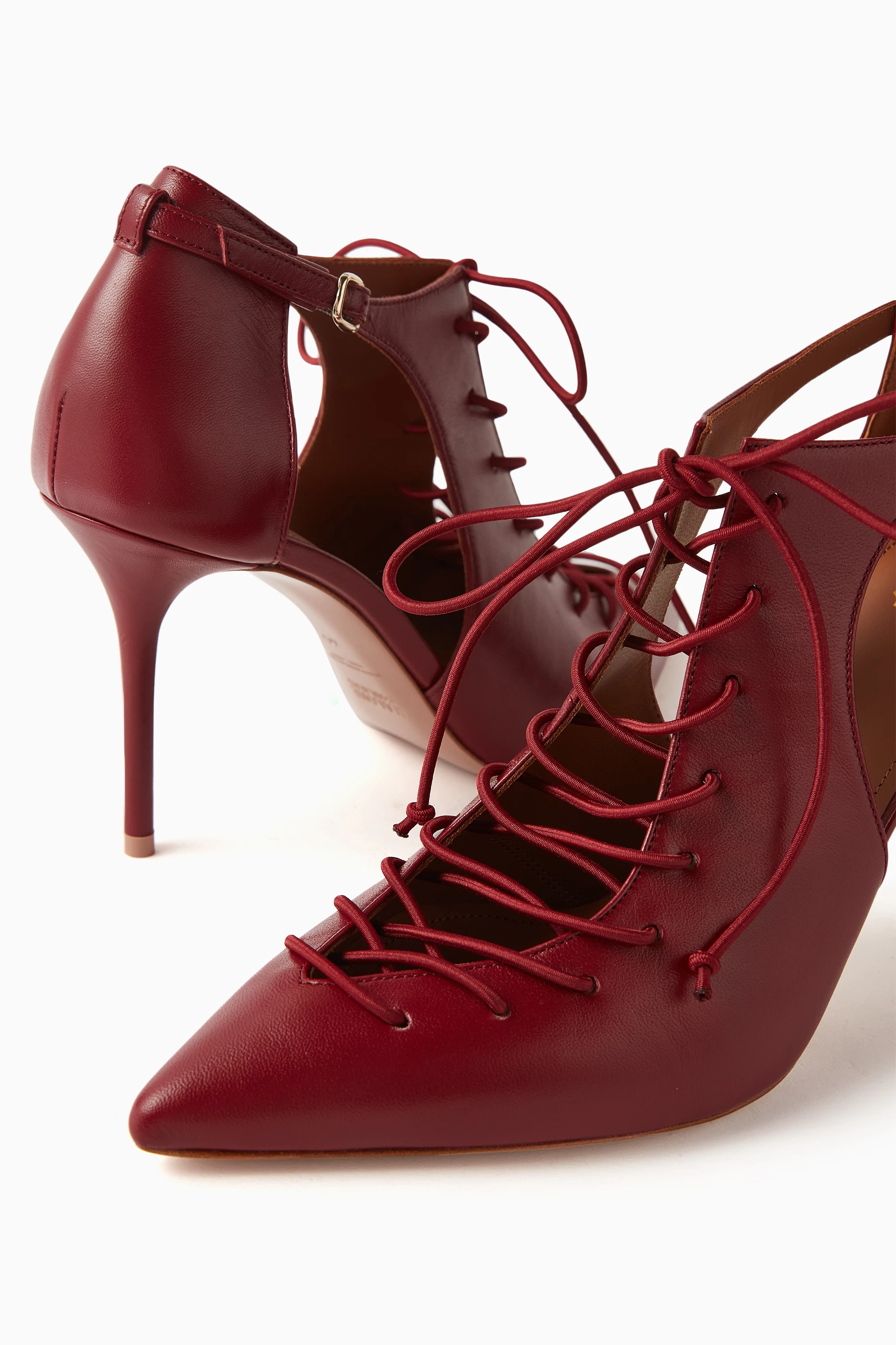 Burgundy online lace heels