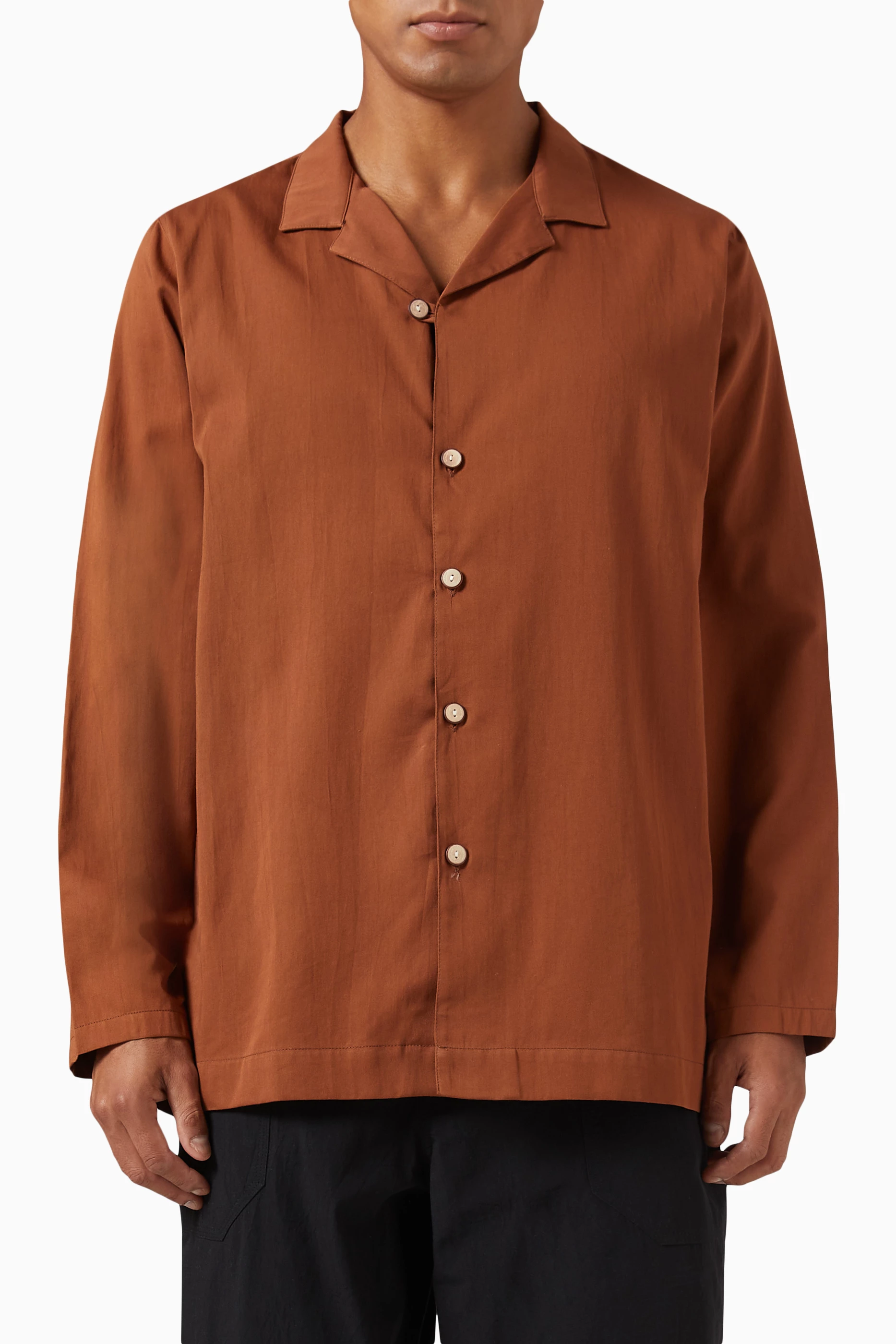 Orange best sale collared shirt