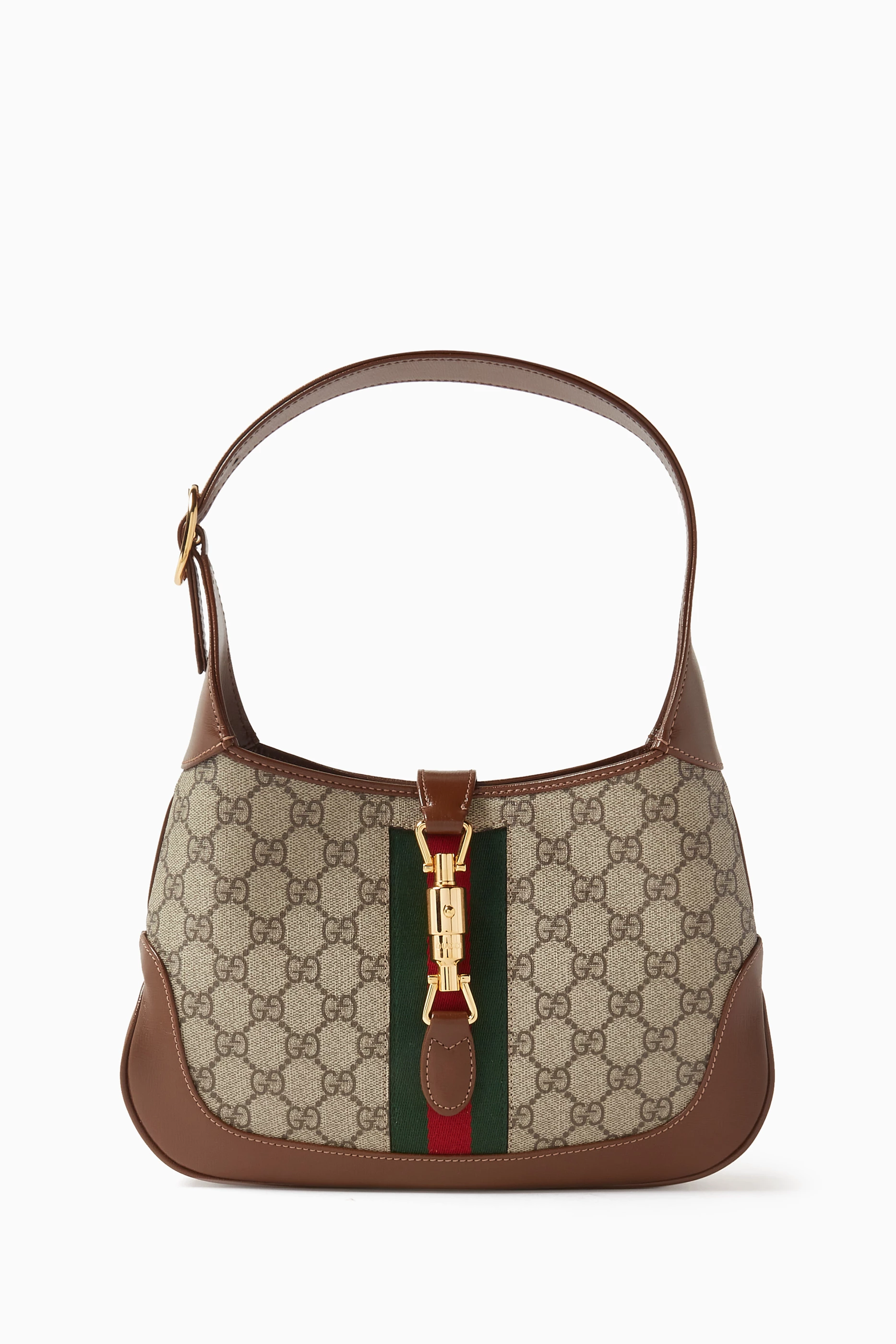 Unisex Pre-Owned Authenticated Gucci The Hacker Project GG Supreme Jackie  1961 Coated Canvas Fabric Brown Shoulder Bag 