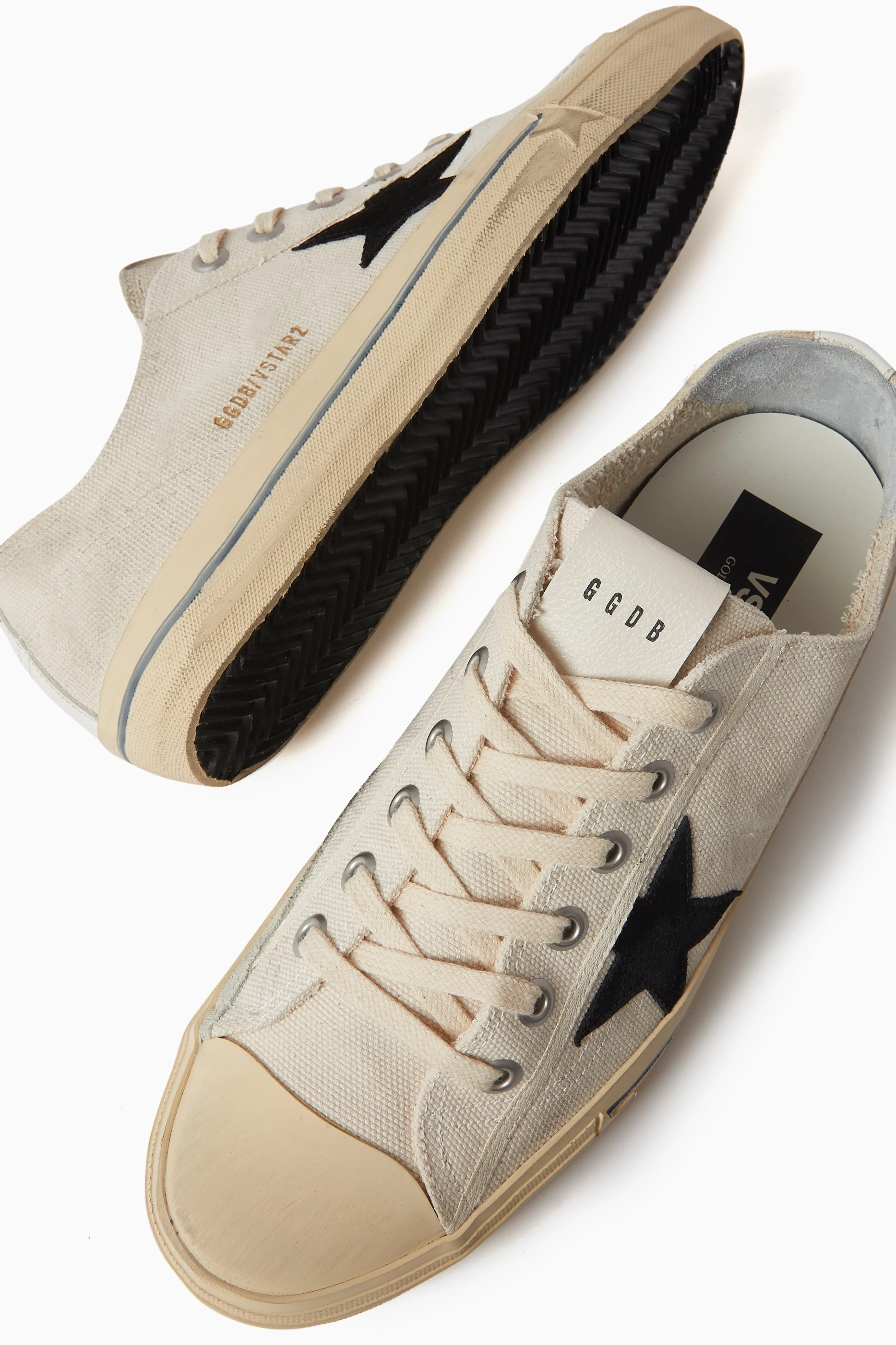 Buy GOLDEN GOOSE White V Star 2 Low top Sneakers in Canvas for Men