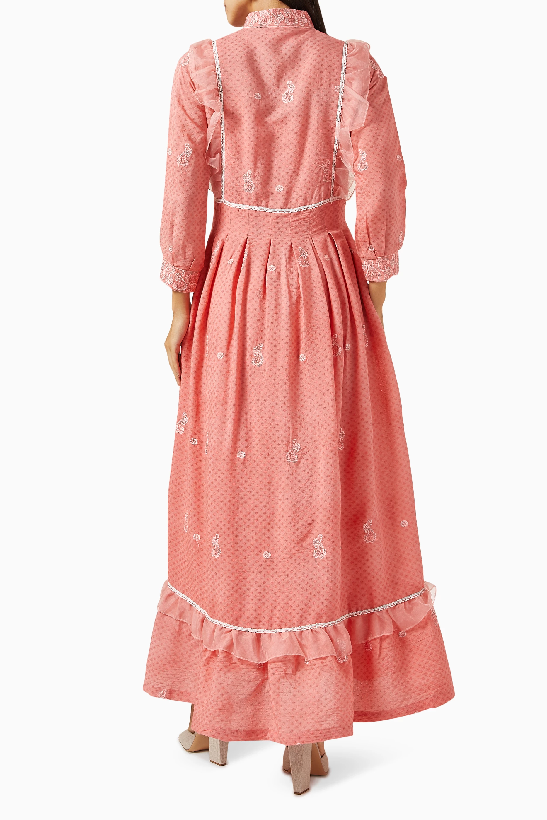 Buy Miskaa Orange Embroidered Dress for Women in UAE Ounass