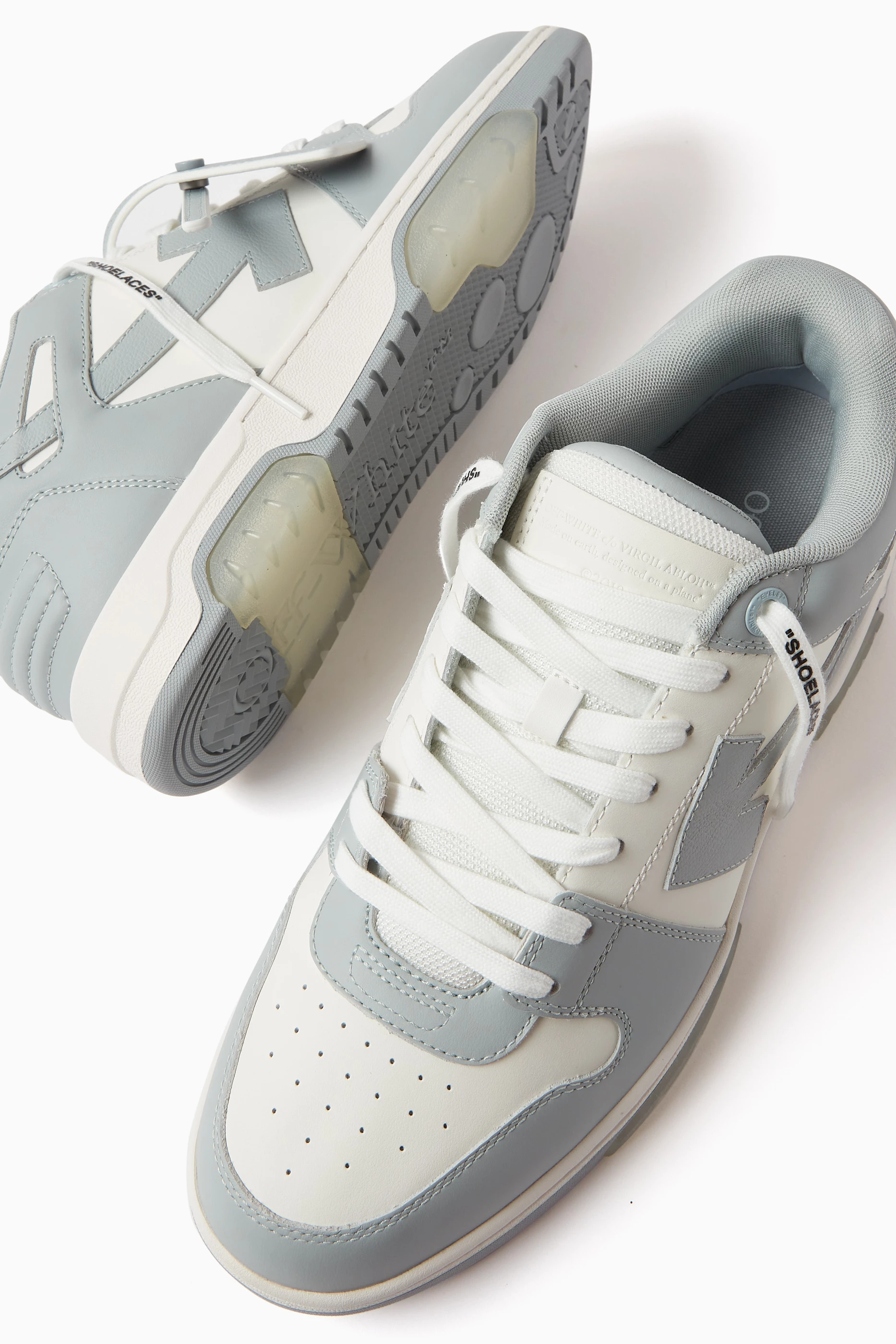 Buy Off White Grey Out Of Office Sneakers in Leather for Men in