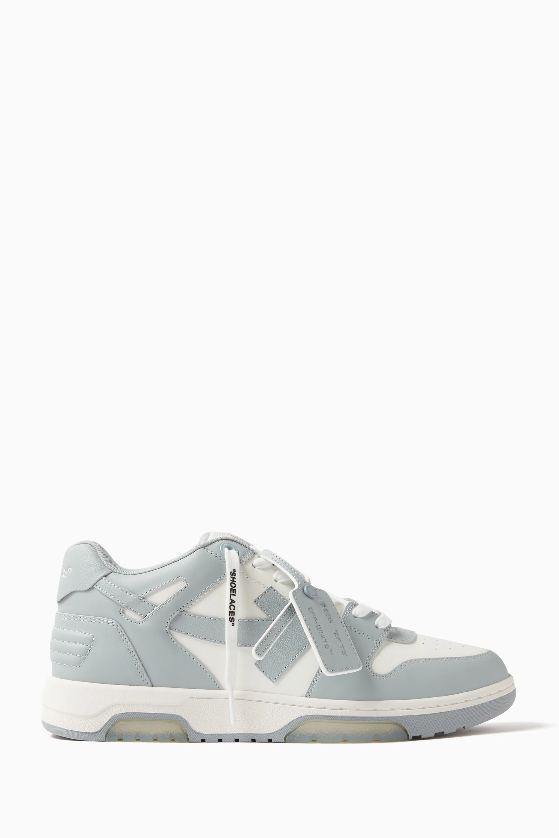 Buy Off White Grey Out Of Office Sneakers in Leather for Men in