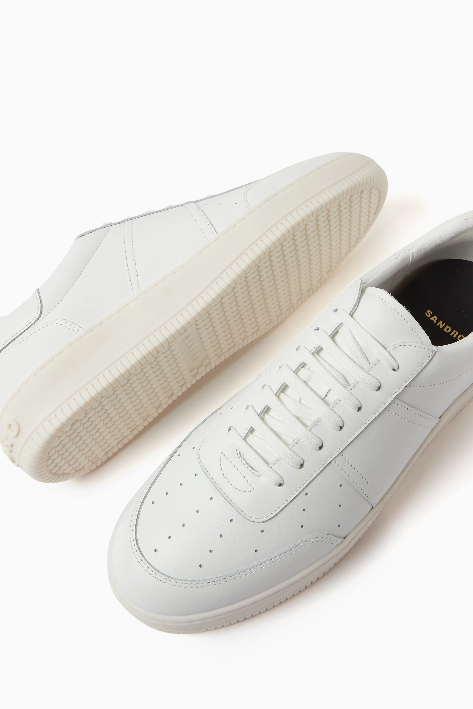 Buy Sandro White Magic Sneakers in Leather for Men in UAE Ounass