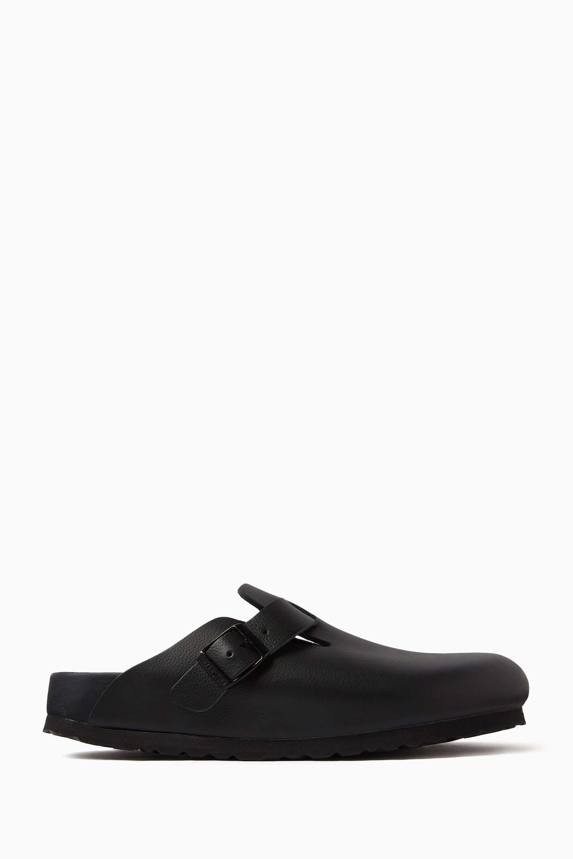 Buy Birkenstock Black Boston Clog Sandals in Aniline Leather for