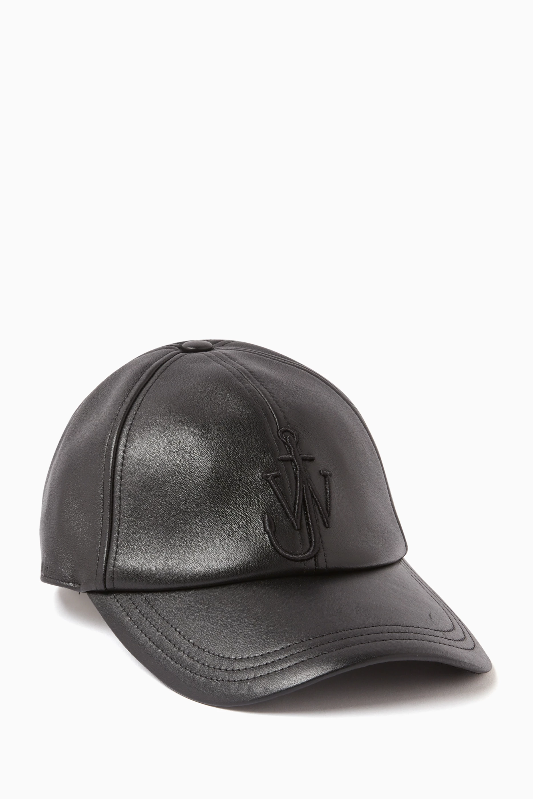 Baseball cap black leather 2025