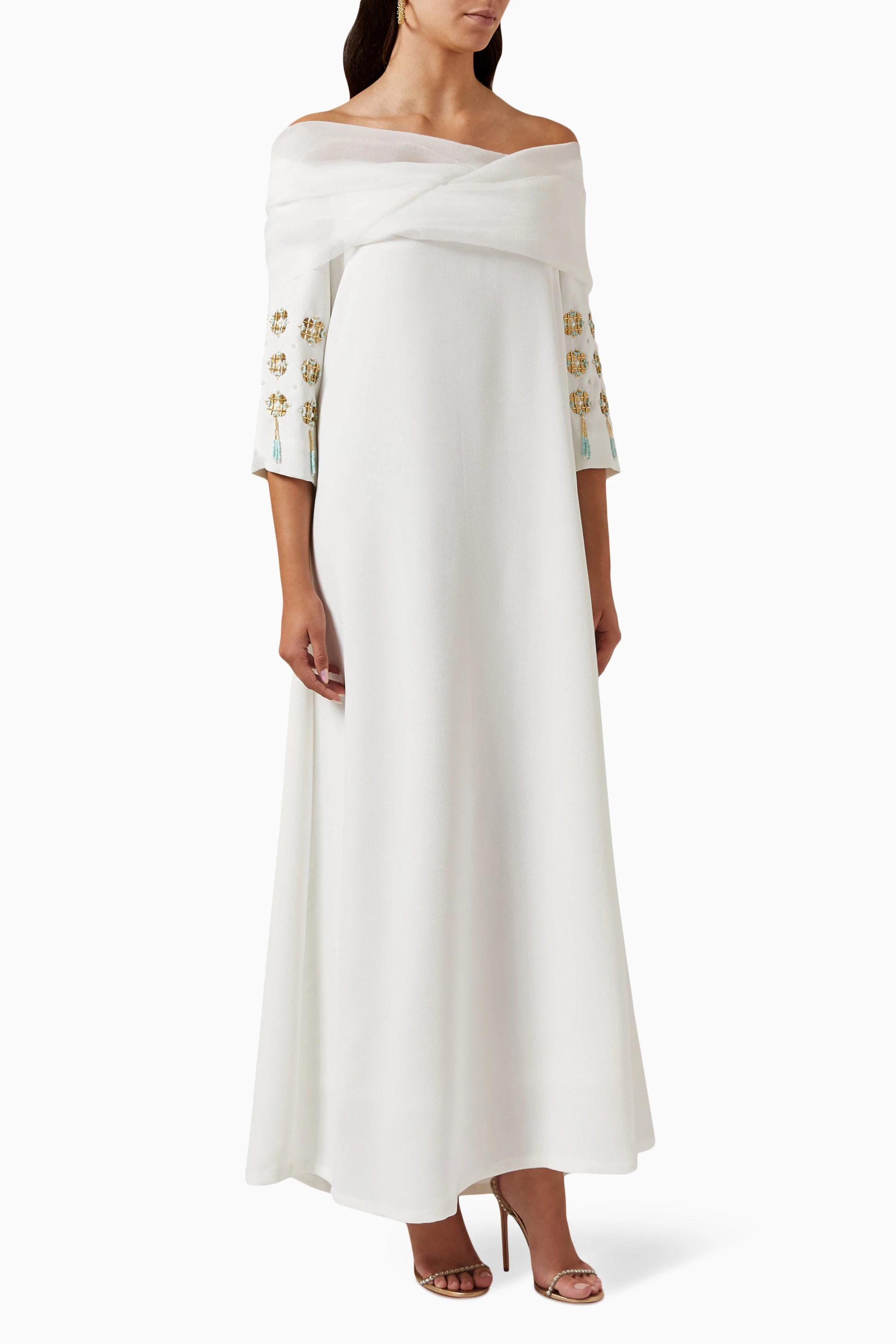 Open shoulder wrap dress 2025