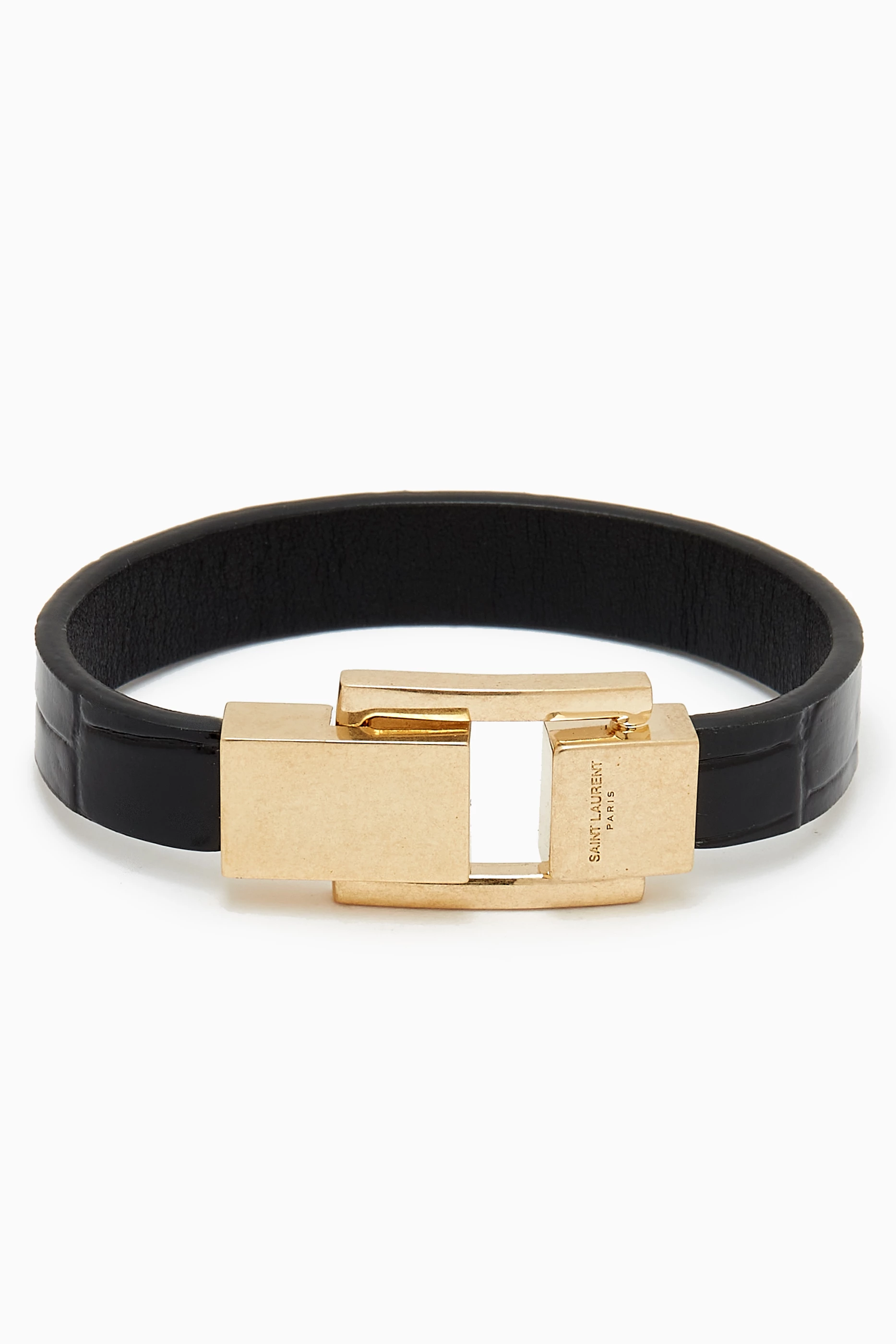 Ysl leather cuff bracelet hot sale