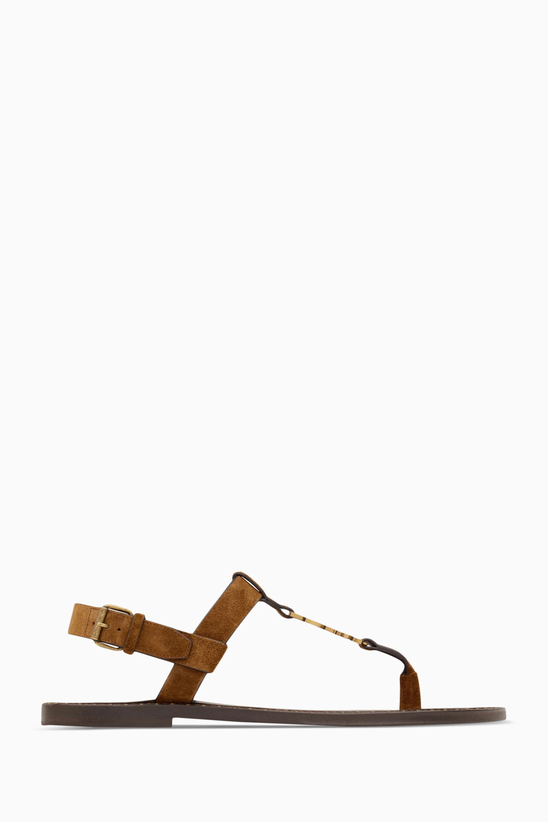 Buy SAINT LAURENT Brown Cassandre Sandals in Suede for Men in UAE