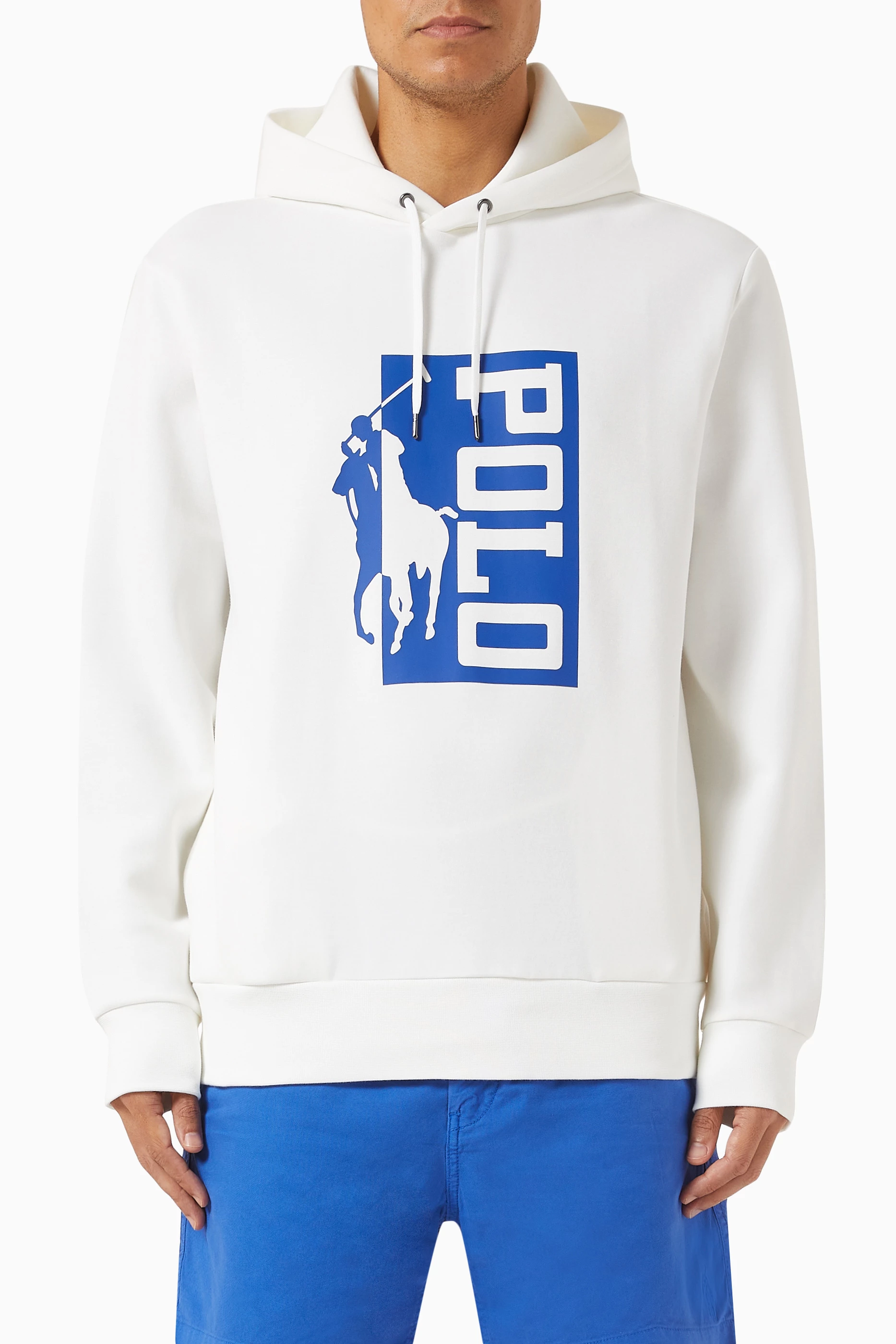 Buy Polo Ralph Lauren White Logo Hoodie in Fleece for Men in UAE Ounass